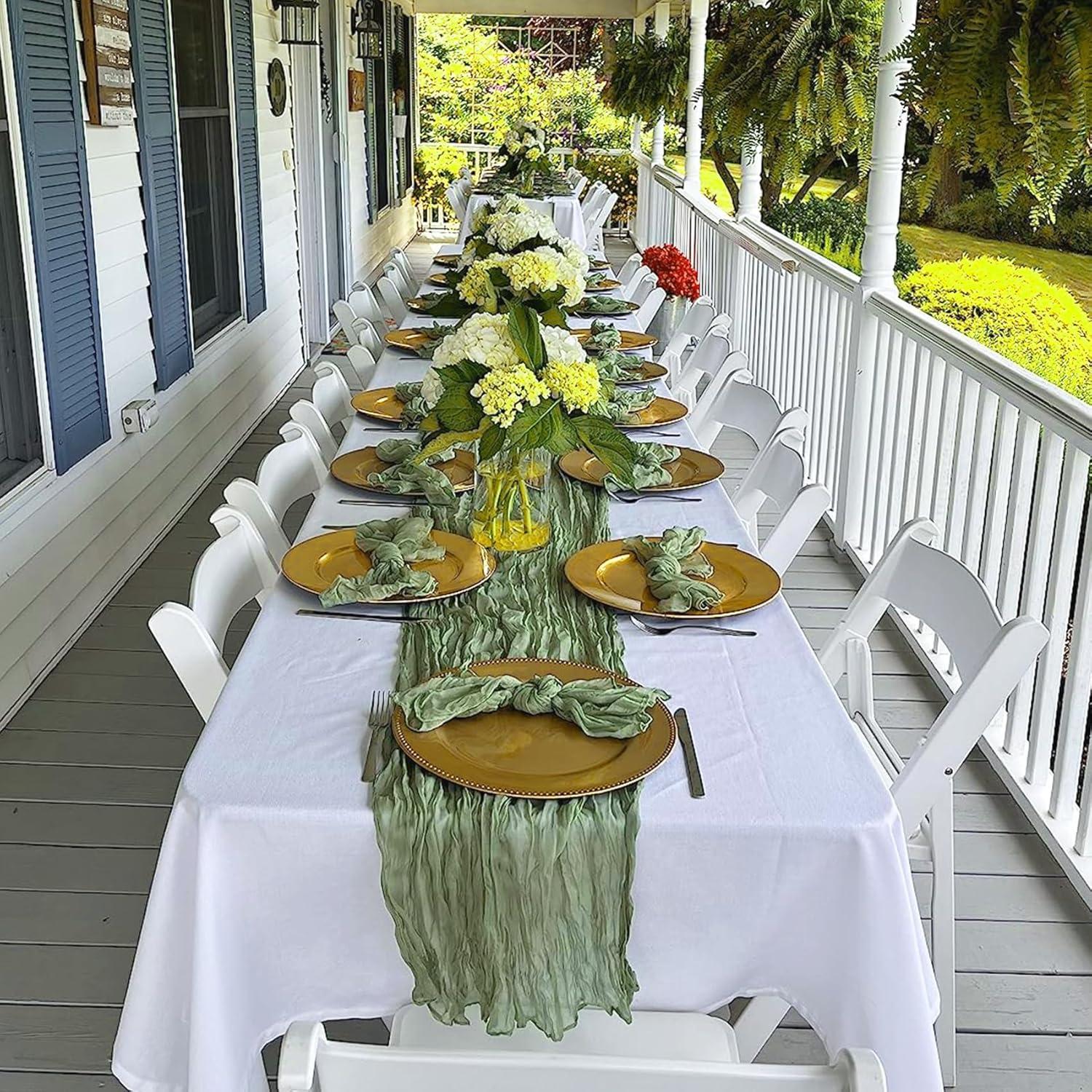 Paquete de 10 Caminos de Mesa de Gasa Verde Salvia 304.8x53.34cm