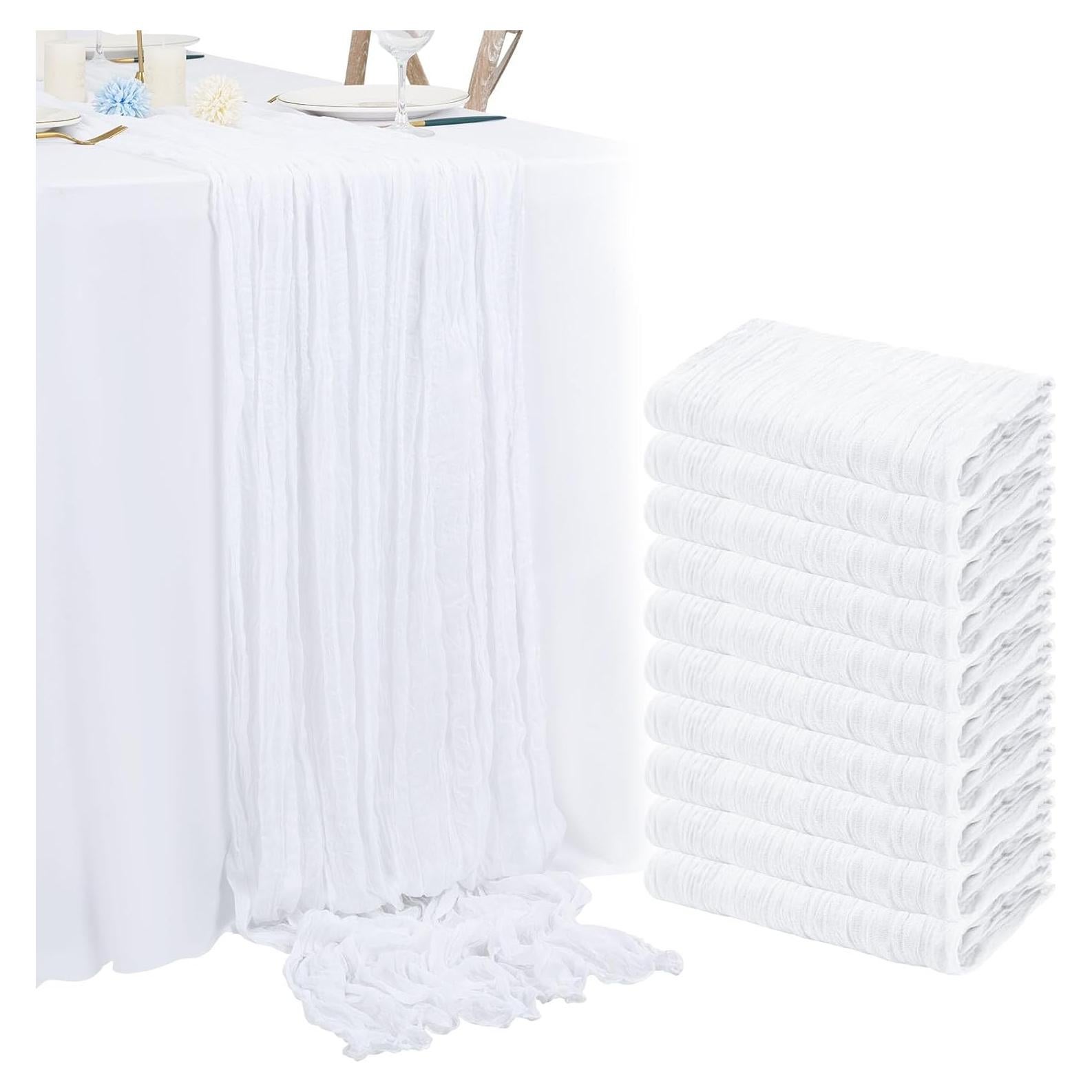 Paquete de 10 Caminos de Mesa de Gasa Blanca 50.8x304.8cm