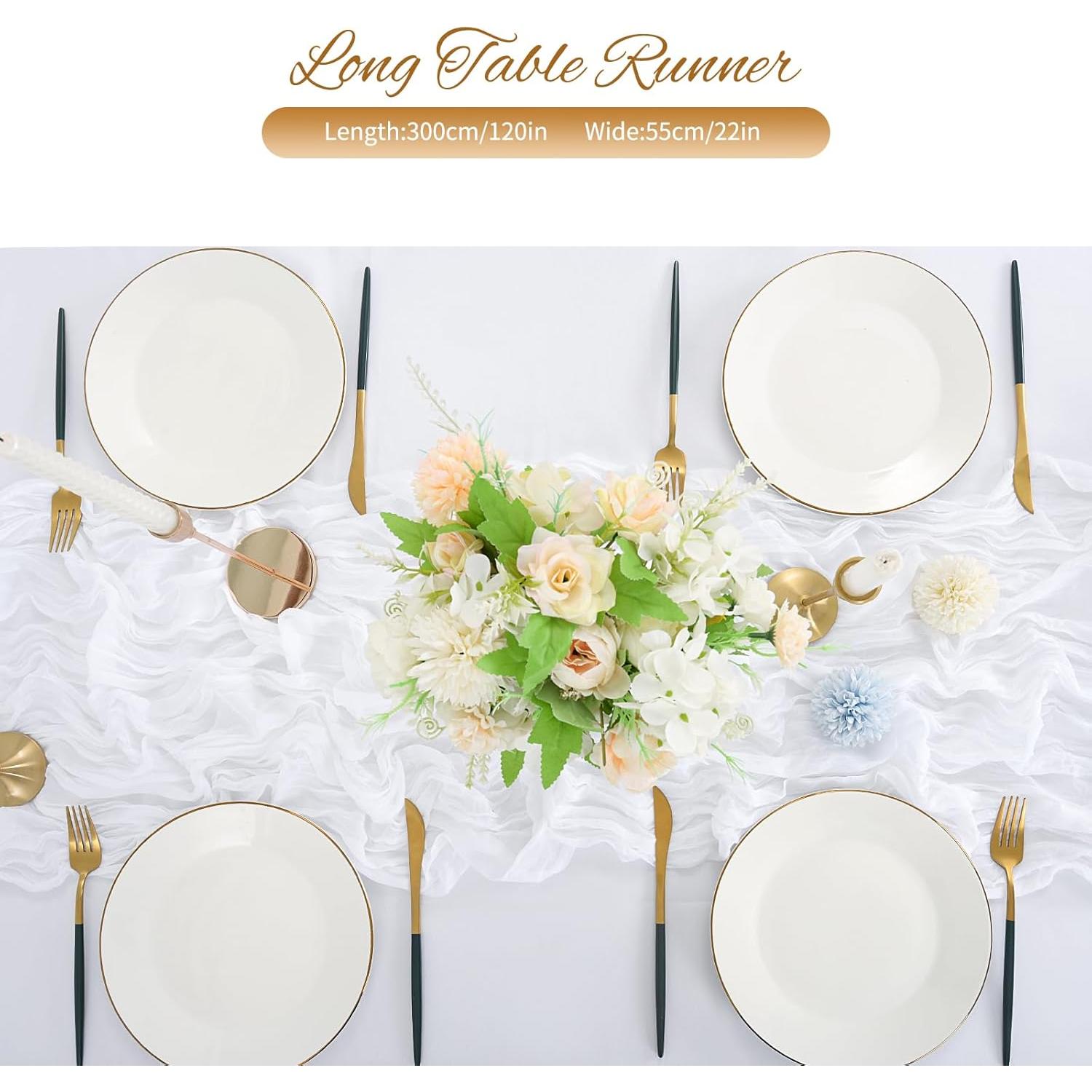 Paquete de 10 Caminos de Mesa de Gasa Blanca 50.8x304.8cm