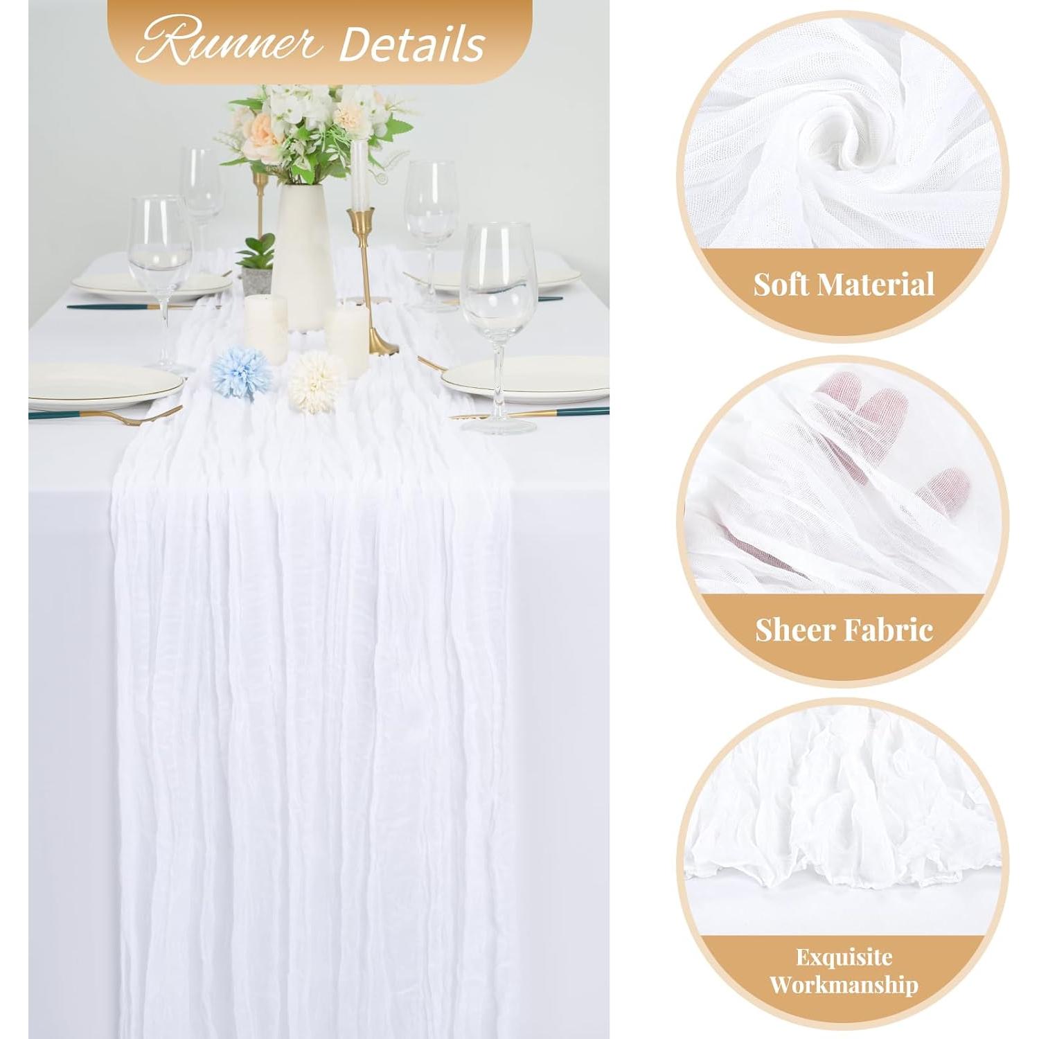 Paquete de 10 Caminos de Mesa de Gasa Blanca 50.8x304.8cm