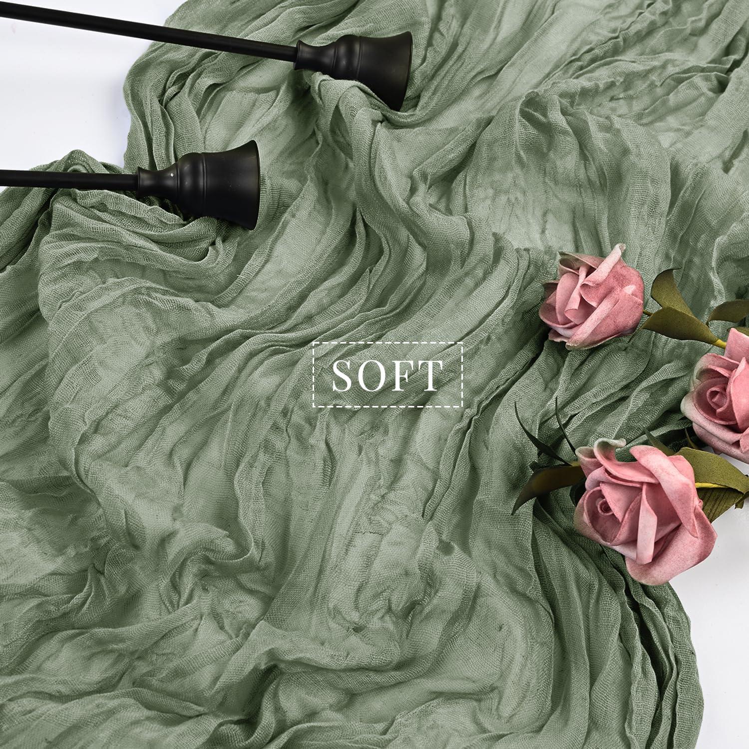 12 Piezas Corredor de Mesa de Gasa Verde Salvia 89x305 cm