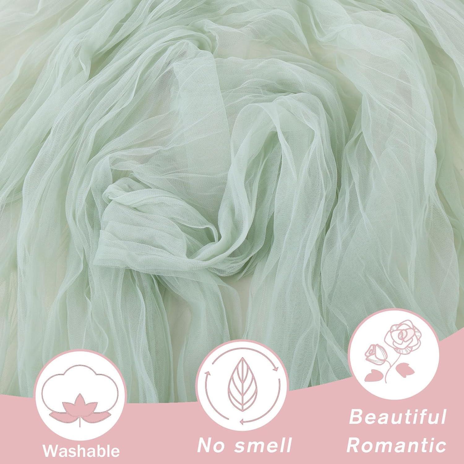 Corredor de Mesa de Gasa Sage 96.5x305 cm TuTive para Bodas