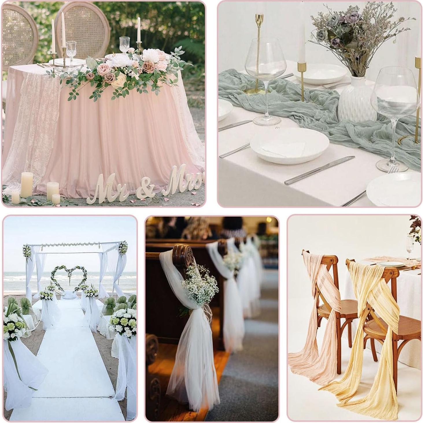 Corredor de Mesa de Gasa Sage 96.5x305 cm TuTive para Bodas