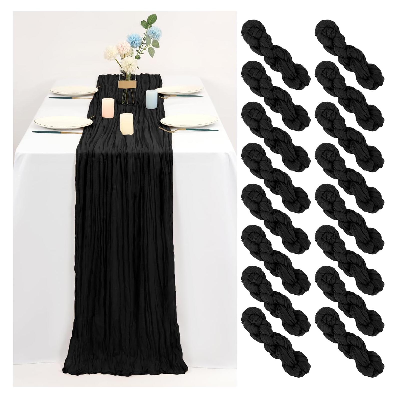 Paquete de 16 Caminos de Mesa de Gasa Negra 50.8x177.8 cm