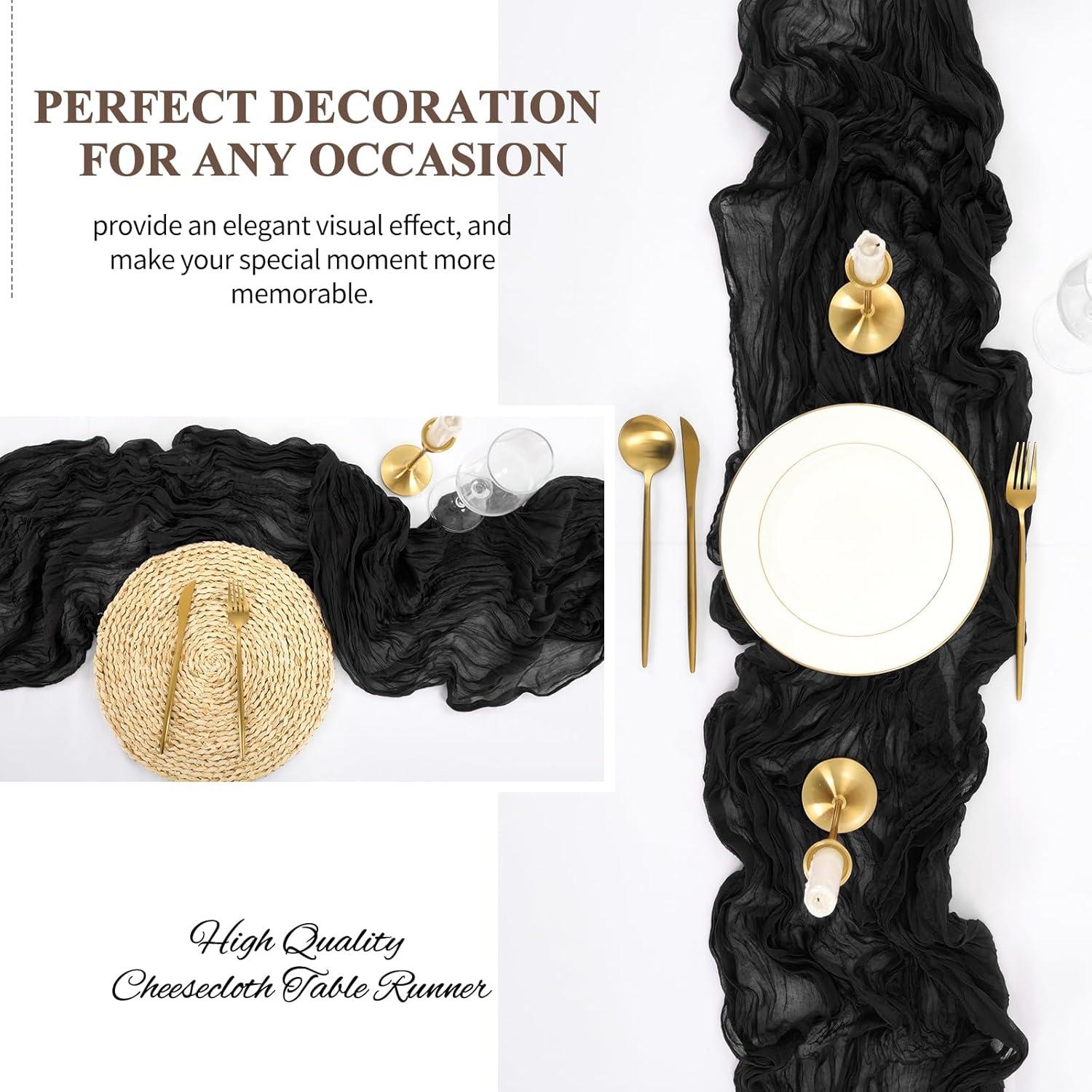 Paquete de 16 Caminos de Mesa de Gasa Negra 50.8x177.8 cm