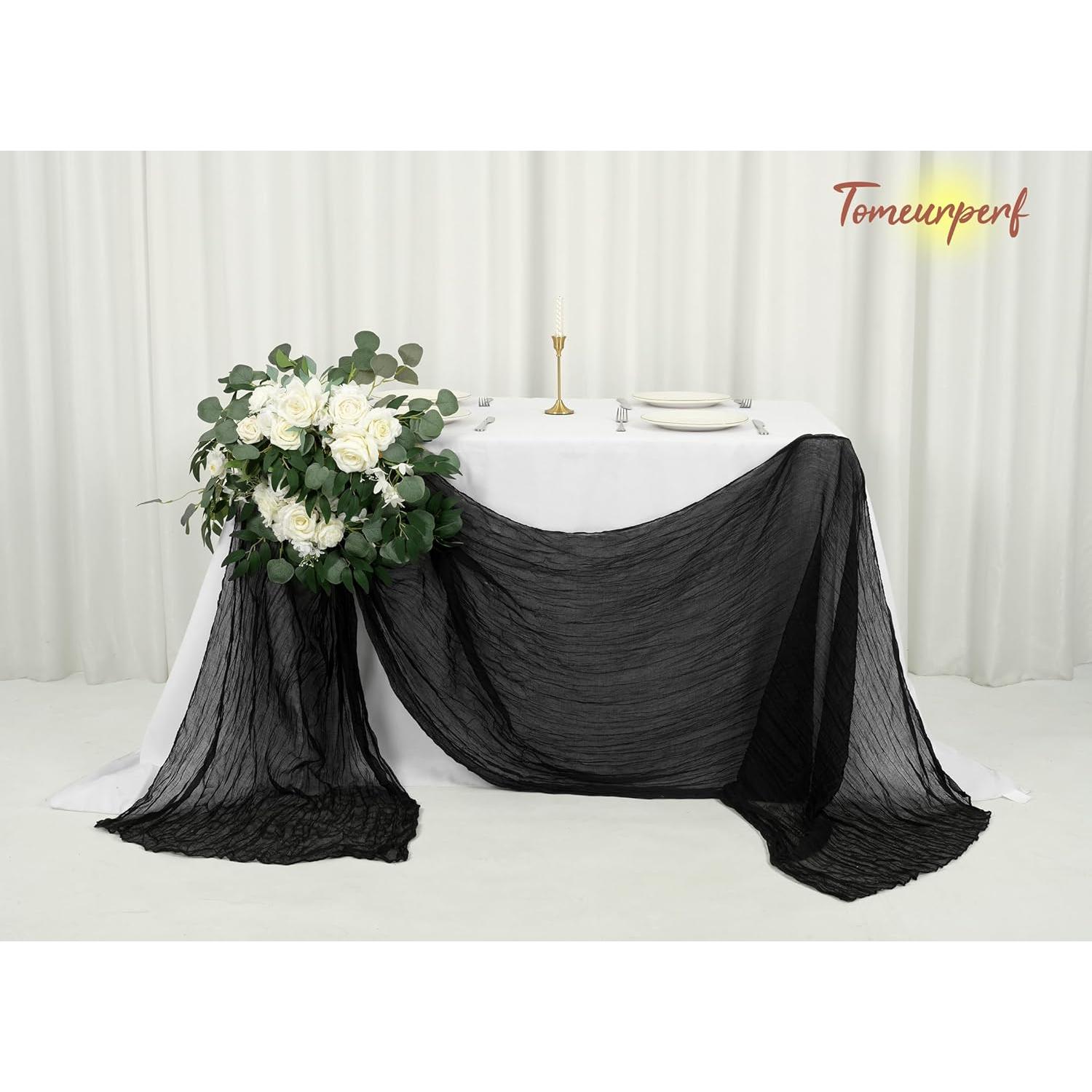 Paquete de 16 Caminos de Mesa de Gasa Negra 50.8x177.8 cm