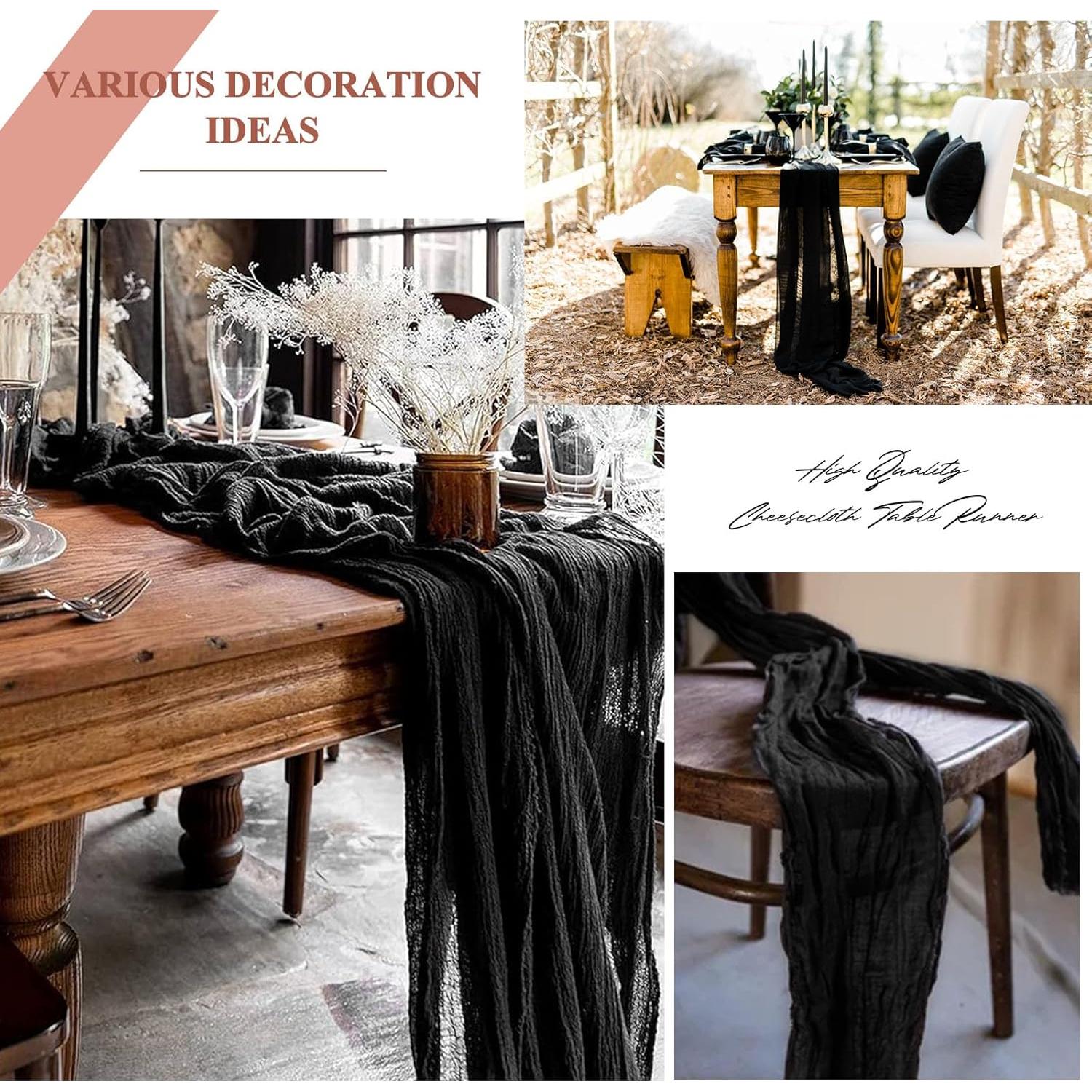 Paquete de 16 Caminos de Mesa de Gasa Negra 50.8x177.8 cm