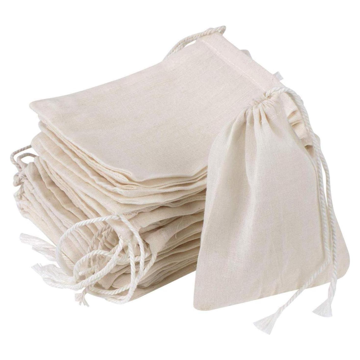 20 Bolsas de Muselina Reutilizables GIYOMI 15x10 cm Algodón Natural