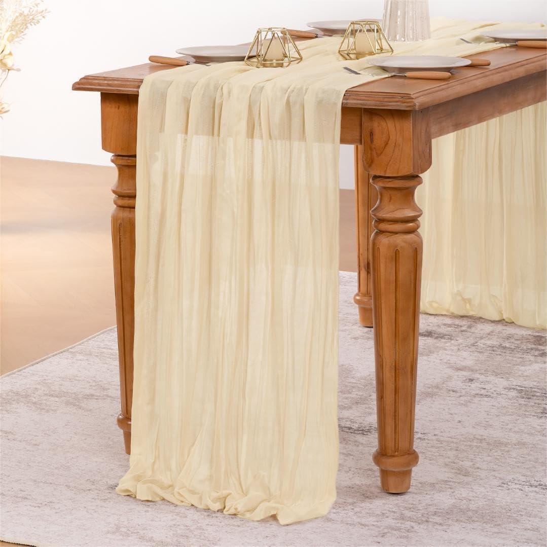 Camino de Mesa Boho MLMW 4.1m Gasa Cheesecloth Rústico