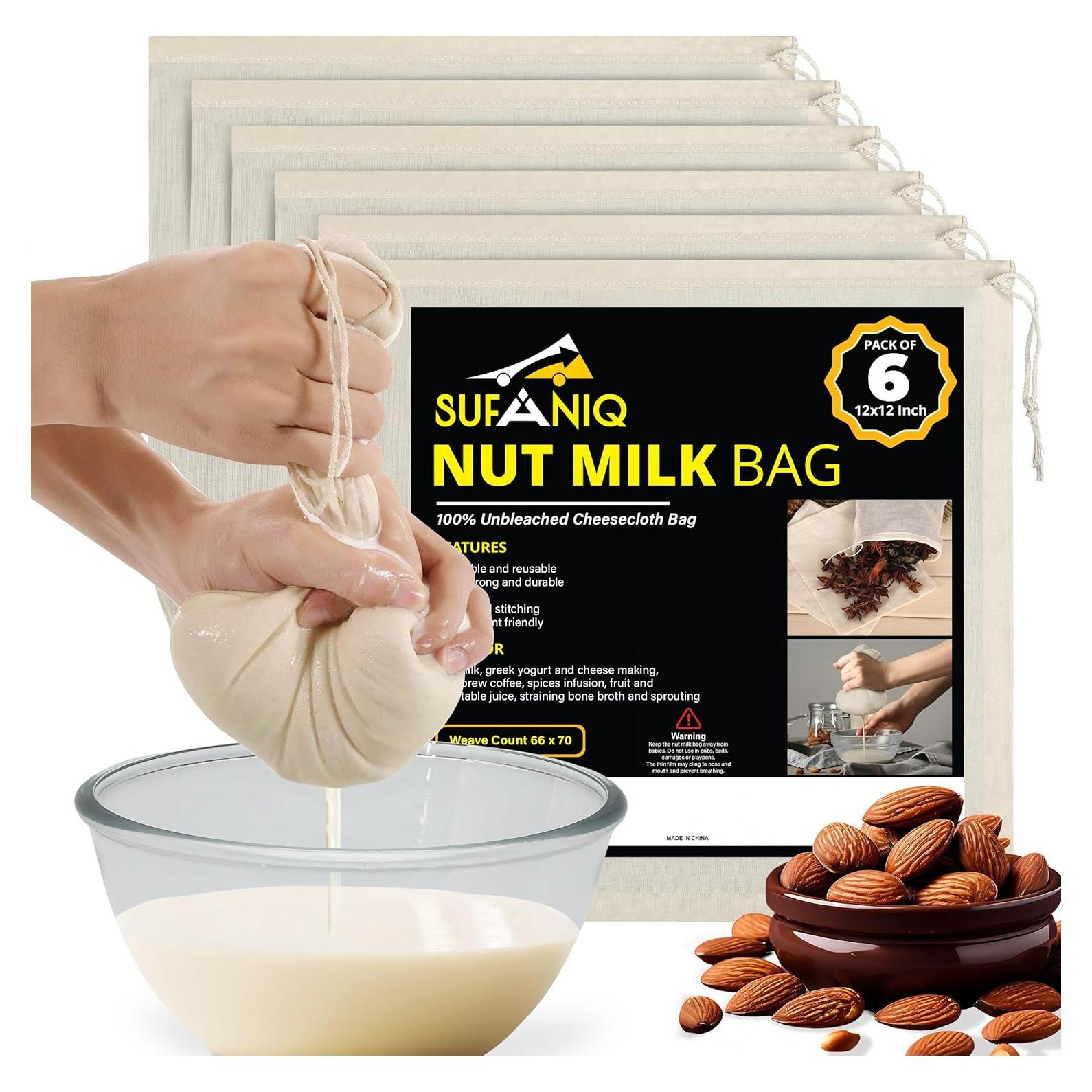 Bolsa de Leche de Nueces SUFANIQ 30x30 cm Algodón Reutilizable