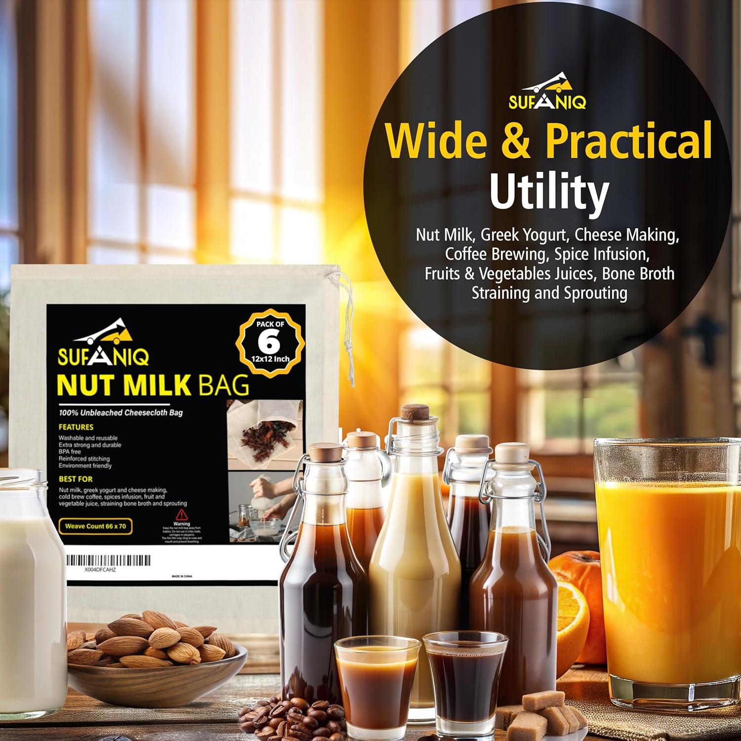 Bolsa de Leche de Nueces SUFANIQ 30x30 cm Algodón Reutilizable