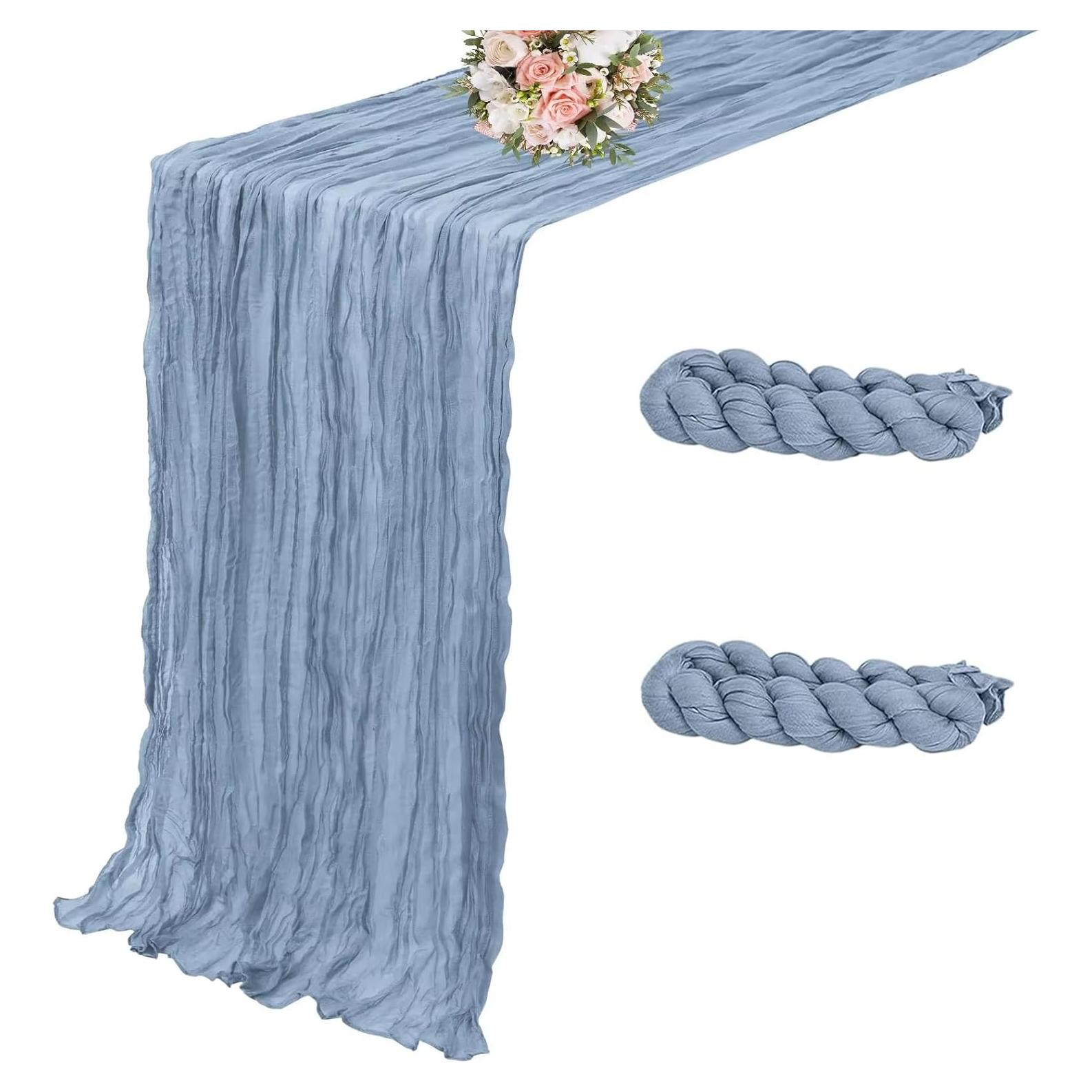 Caminos de Mesa de Gasa Azul Polvoriento ChicToteDesigns 90x300cm