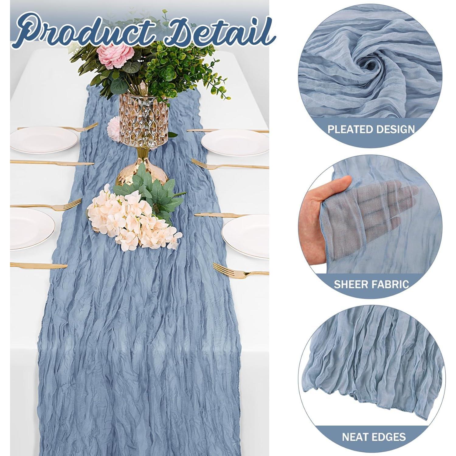 Caminos de Mesa de Gasa Azul Polvoriento ChicToteDesigns 90x300cm