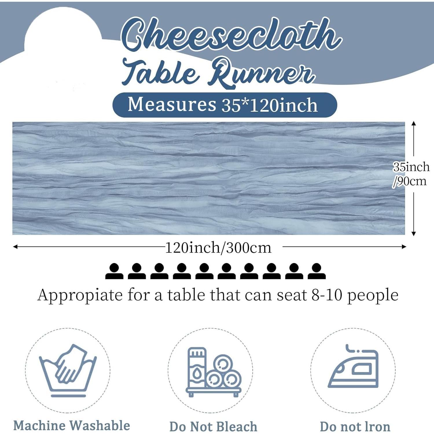 Caminos de Mesa de Gasa Azul Polvoriento ChicToteDesigns 90x300cm