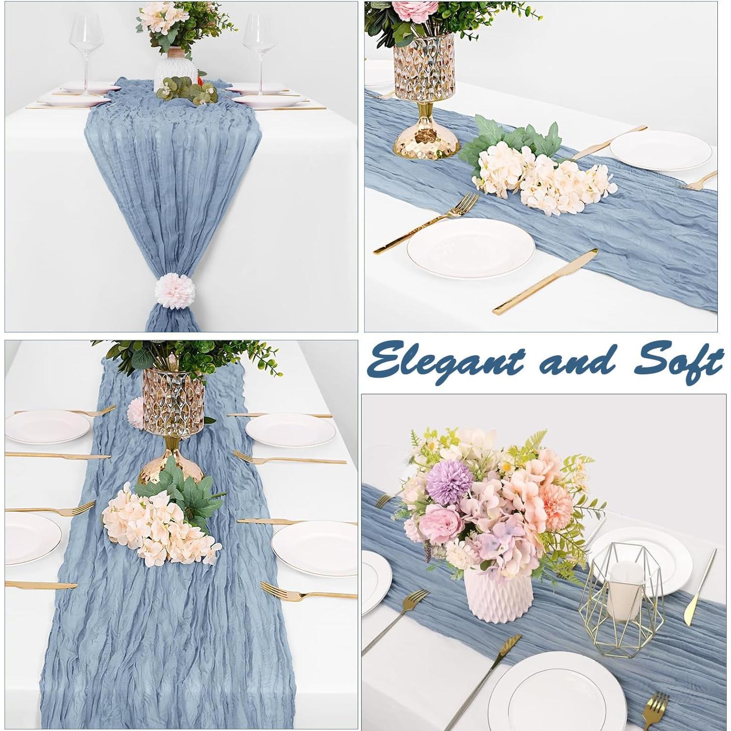 Caminos de Mesa de Gasa Azul Polvoriento ChicToteDesigns 90x300cm