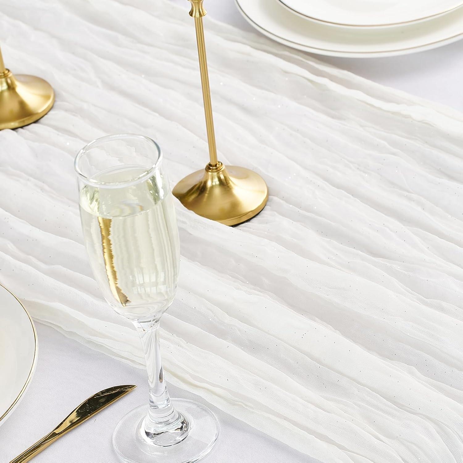 Corredor de Mesa Brillante Gzcvba 3 Piezas 3.05 m Marfil