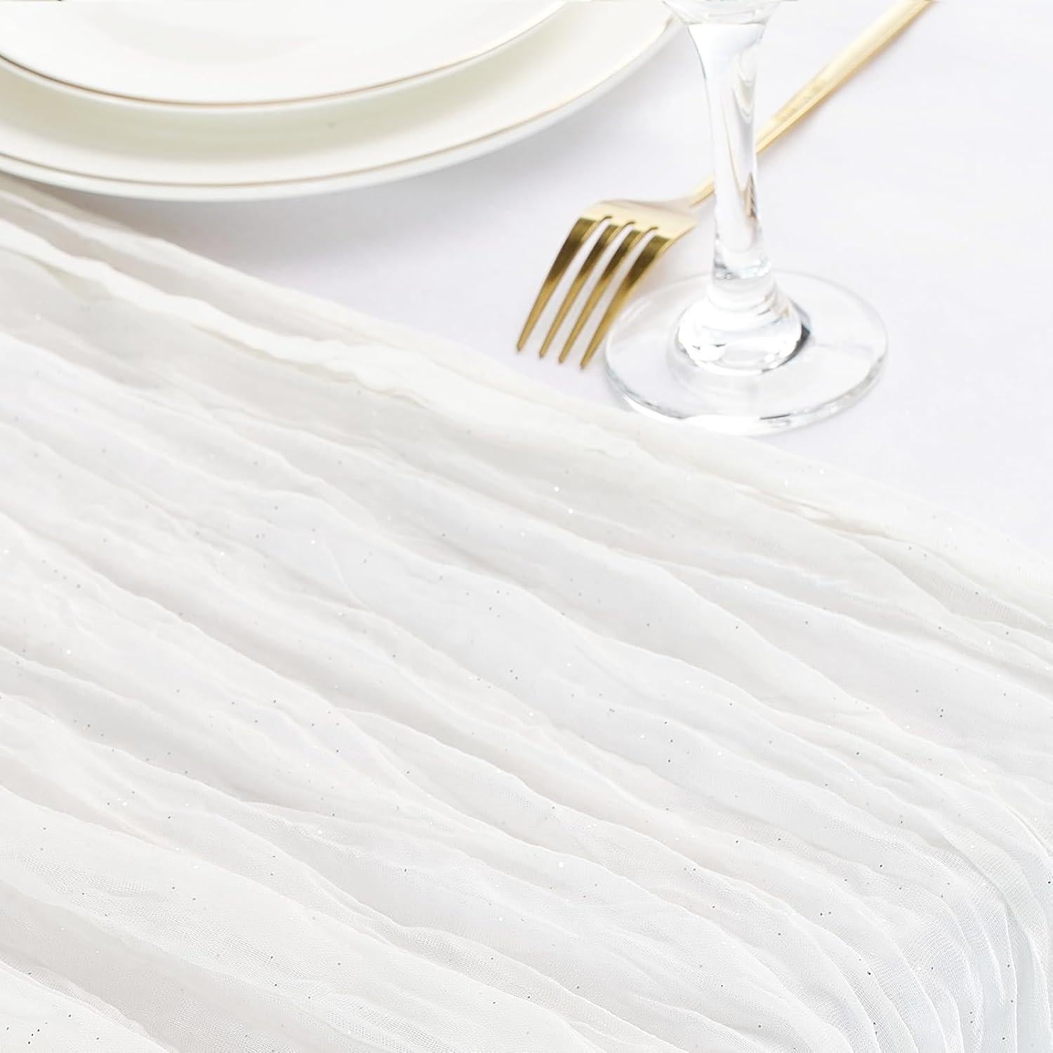 Corredor de Mesa Brillante Gzcvba 3 Piezas 3.05 m Marfil