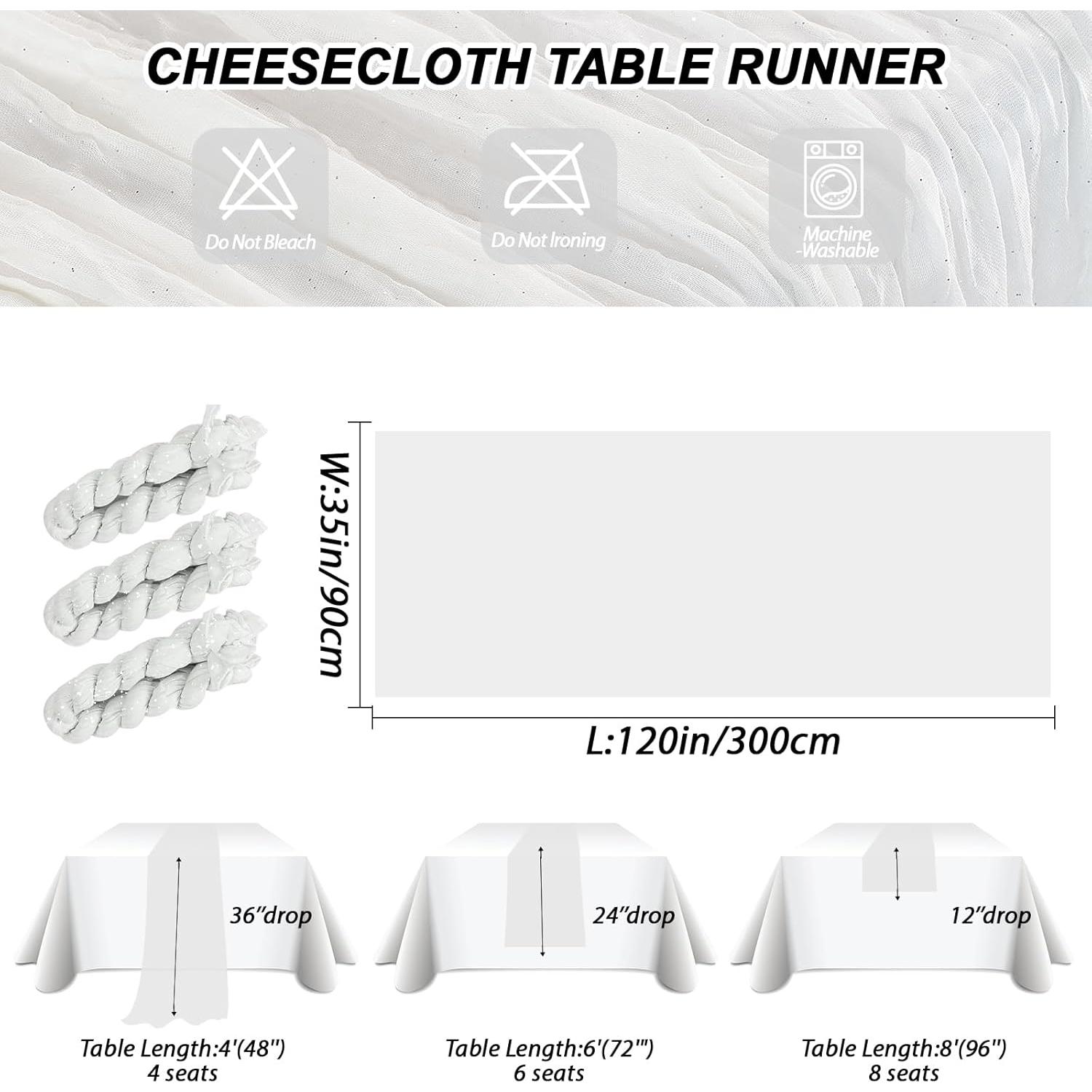 Corredor de Mesa Brillante Gzcvba 3 Piezas 3.05 m Marfil