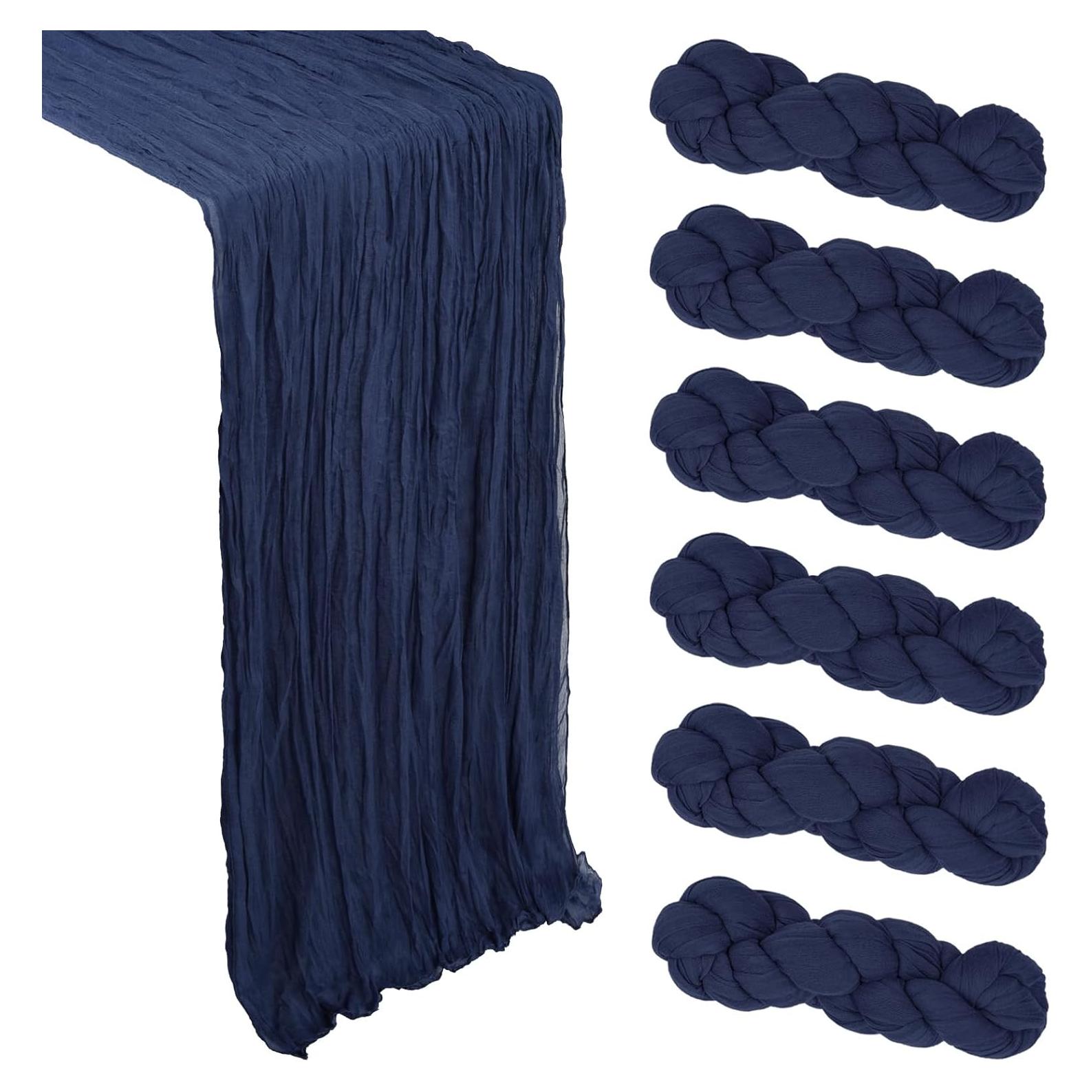 Paquete de 6 Caminos de Mesa de Gasa Azul Marino 90x300 cm
