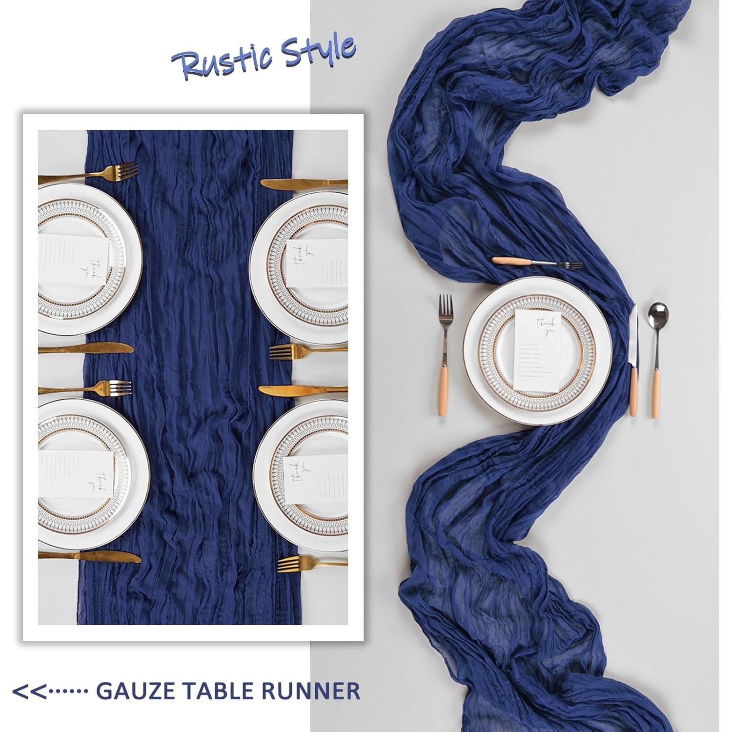 Paquete de 6 Caminos de Mesa de Gasa Azul Marino 90x300 cm