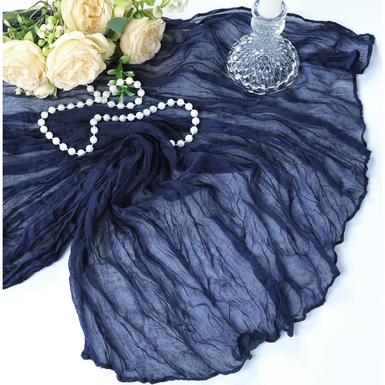 Paquete de 6 Caminos de Mesa de Gasa Azul Marino 90x300 cm