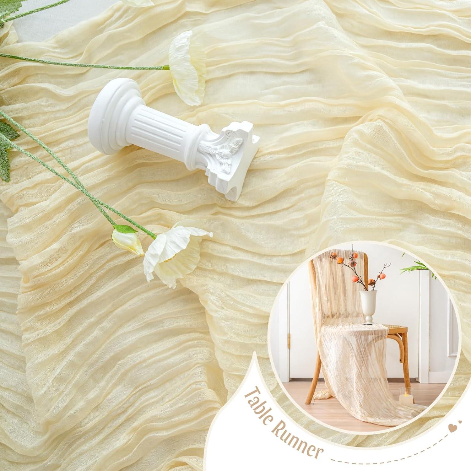 Camino de Mesa de Gasa Beige Sioloc 304.8x88.9 cm Decoración