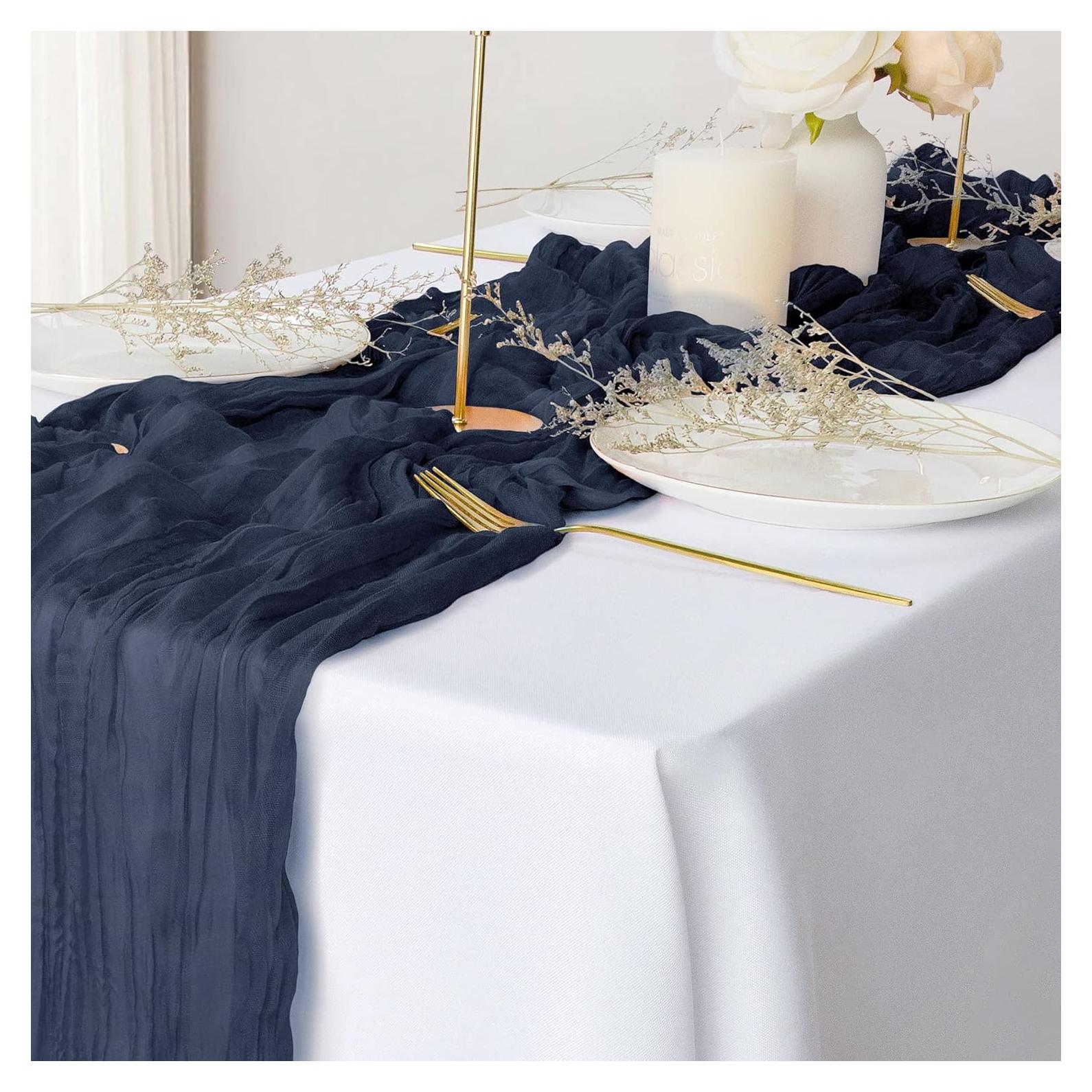 Paquete de 2 Caminos de Mesa de Gasa Azul Marino 3m eQFeast