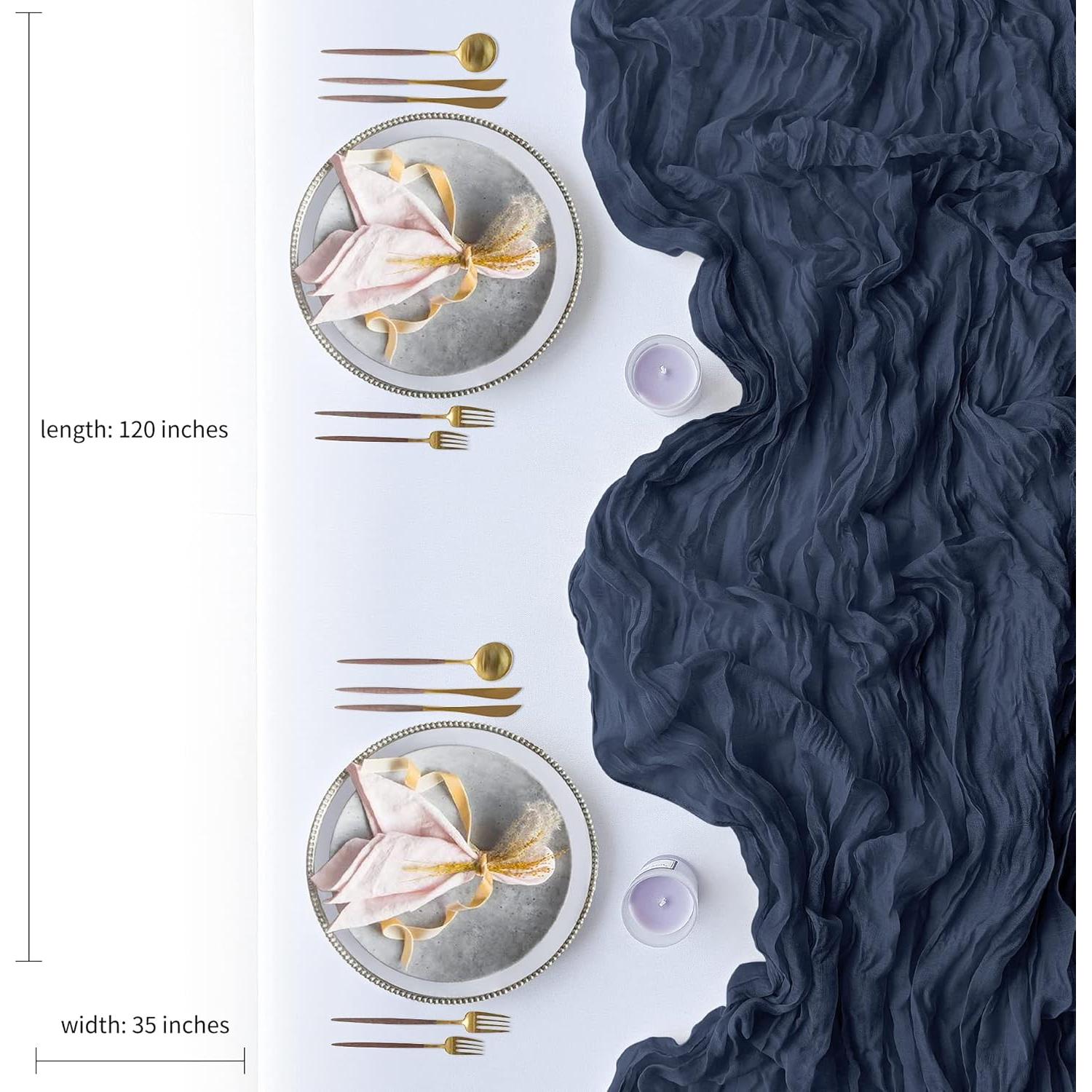 Paquete de 2 Caminos de Mesa de Gasa Azul Marino 3m eQFeast