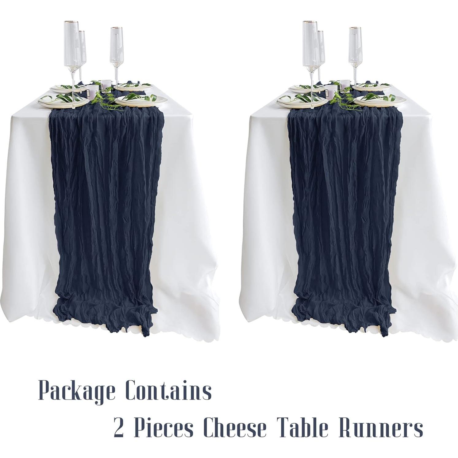 Paquete de 2 Caminos de Mesa de Gasa Azul Marino 3m eQFeast