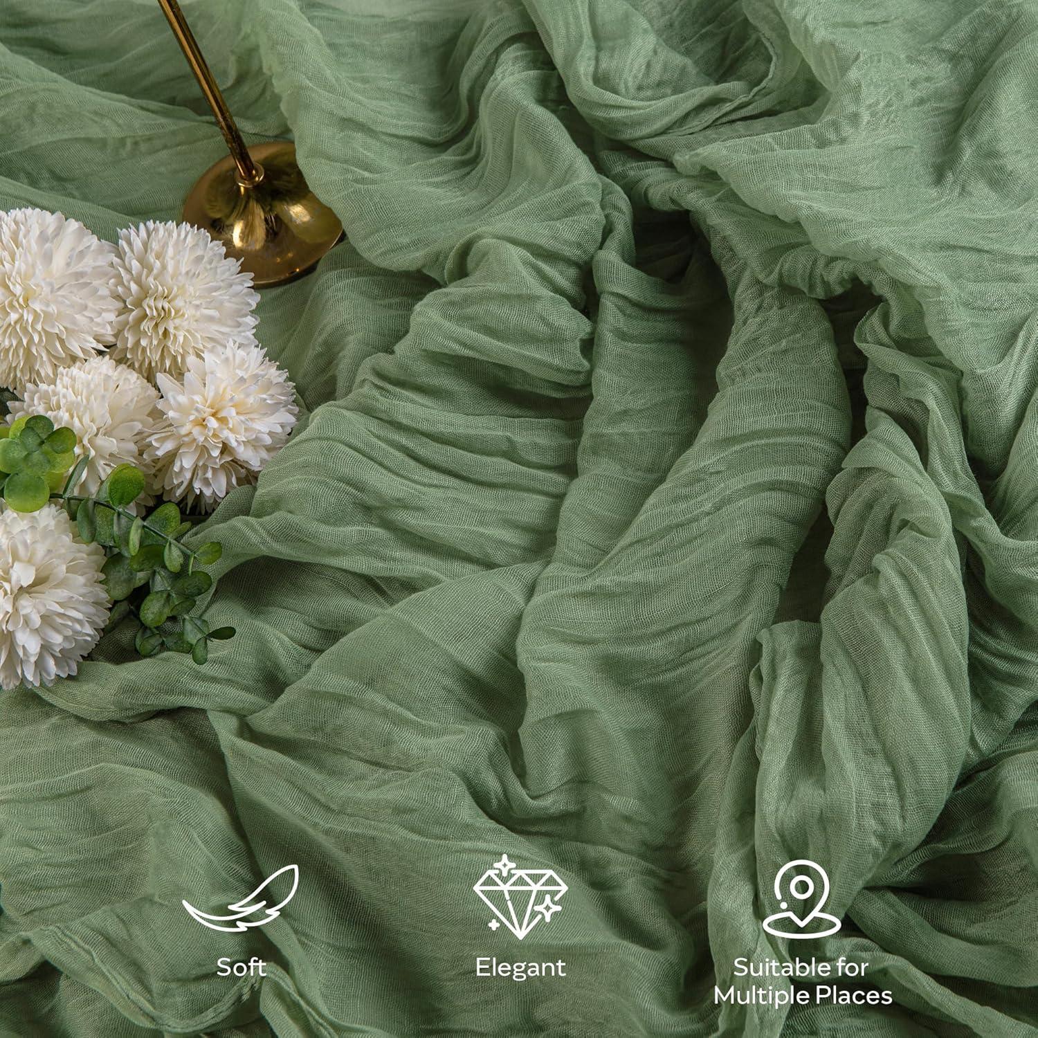 Corredor de Mesa de Gasa Verde Salvia Leetaltree 2 Piezas 89x305 cm