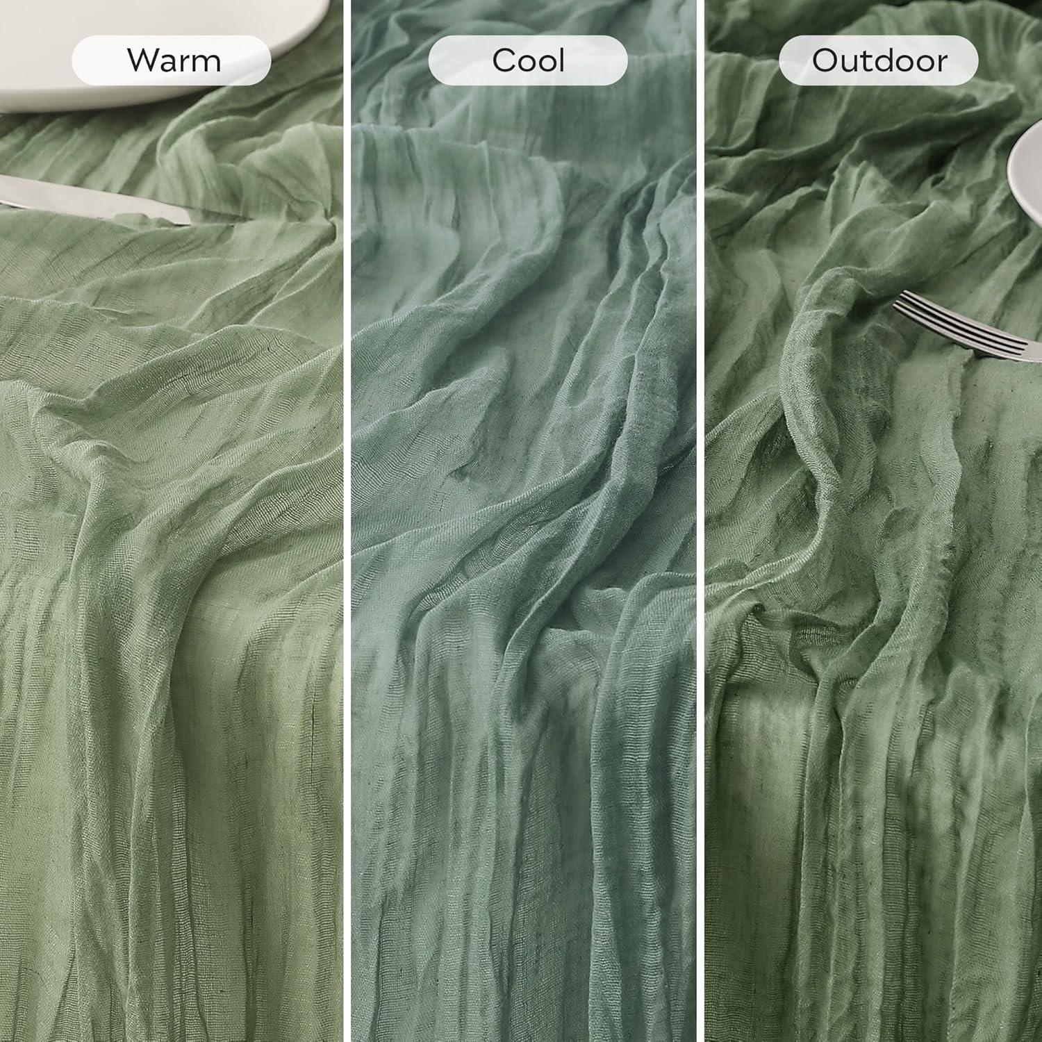 Corredor de Mesa de Gasa Verde Salvia Leetaltree 2 Piezas 89x305 cm