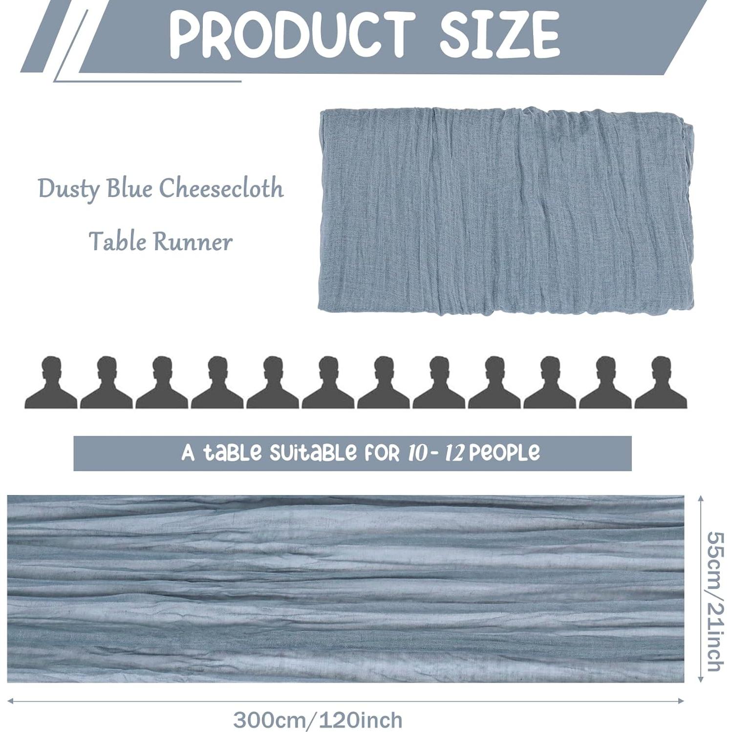 Paquete de 2 corredores de mesa de gasa azul 300 cm HAISIWLKJ