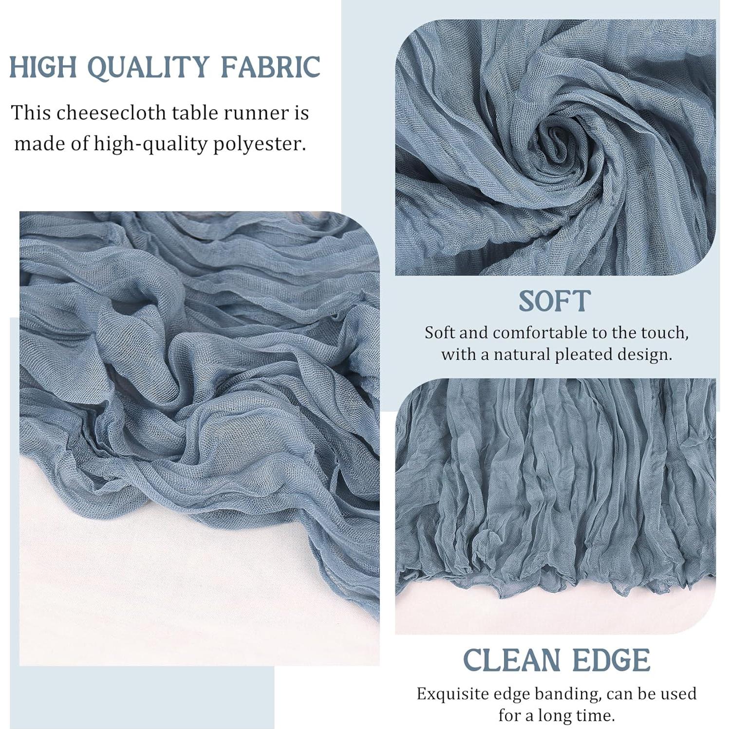 Paquete de 2 corredores de mesa de gasa azul 300 cm HAISIWLKJ