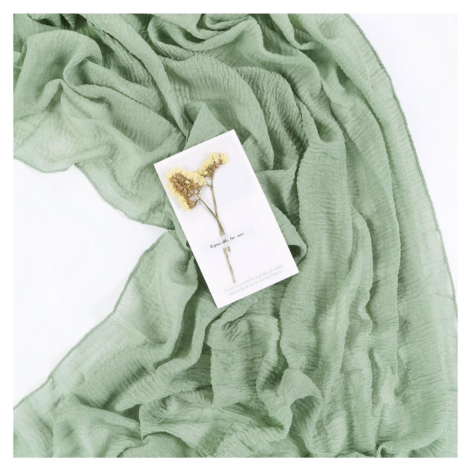 Caminito de Mesa Boho Sajoo Verde Salvia 89 x 305 cm Tela de Queso