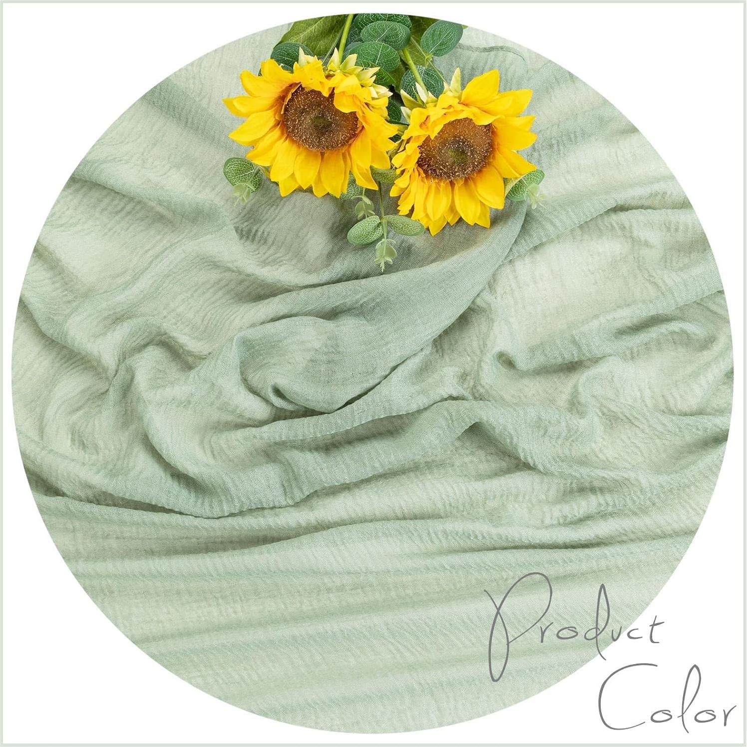 Caminito de Mesa Boho Sajoo Verde Salvia 89 x 305 cm Tela de Queso