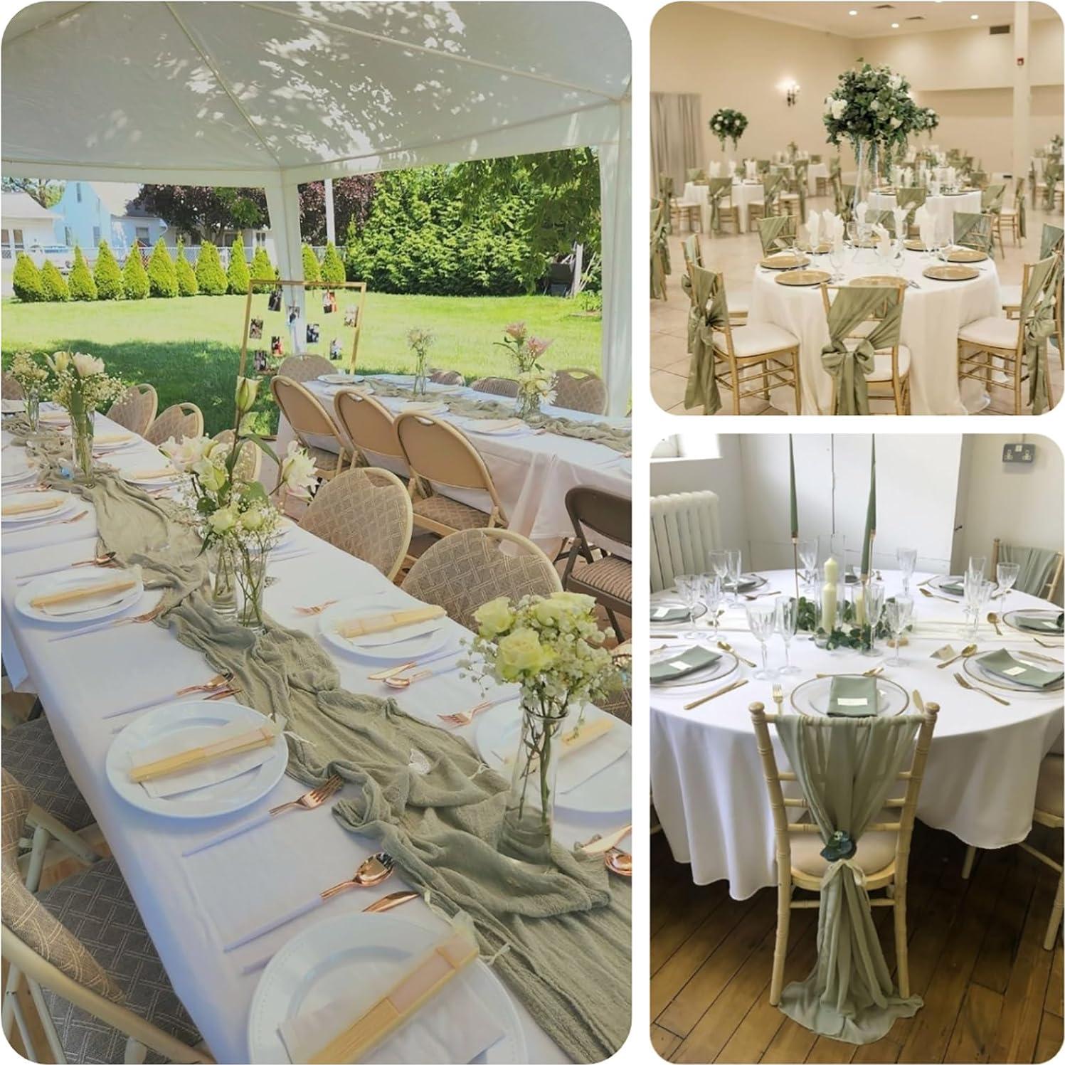 Caminito de Mesa Boho Sajoo Verde Salvia 89 x 305 cm Tela de Queso