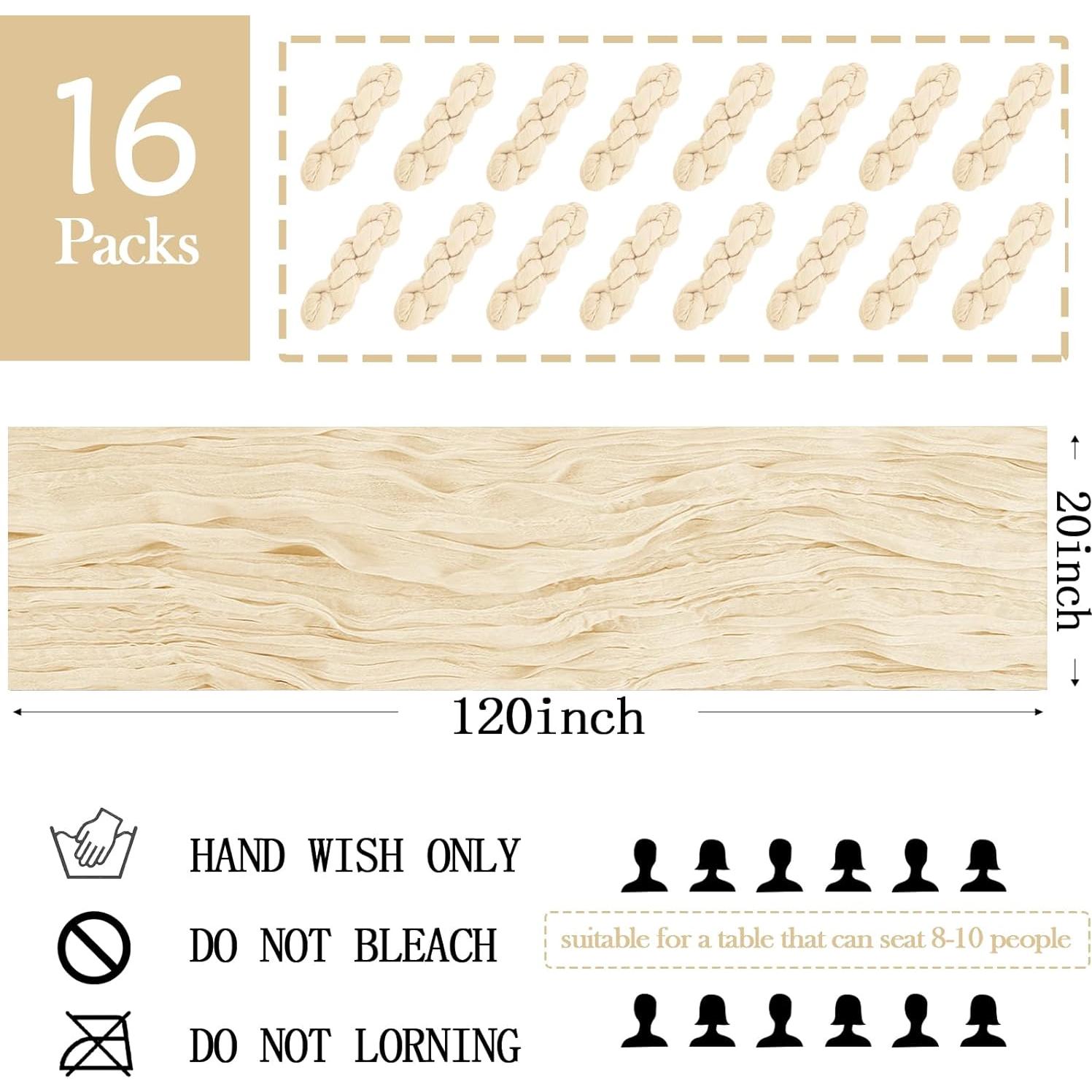 Paquete de 16 Caminos de Mesa de Gasa Marfil 50.8x304.8 cm
