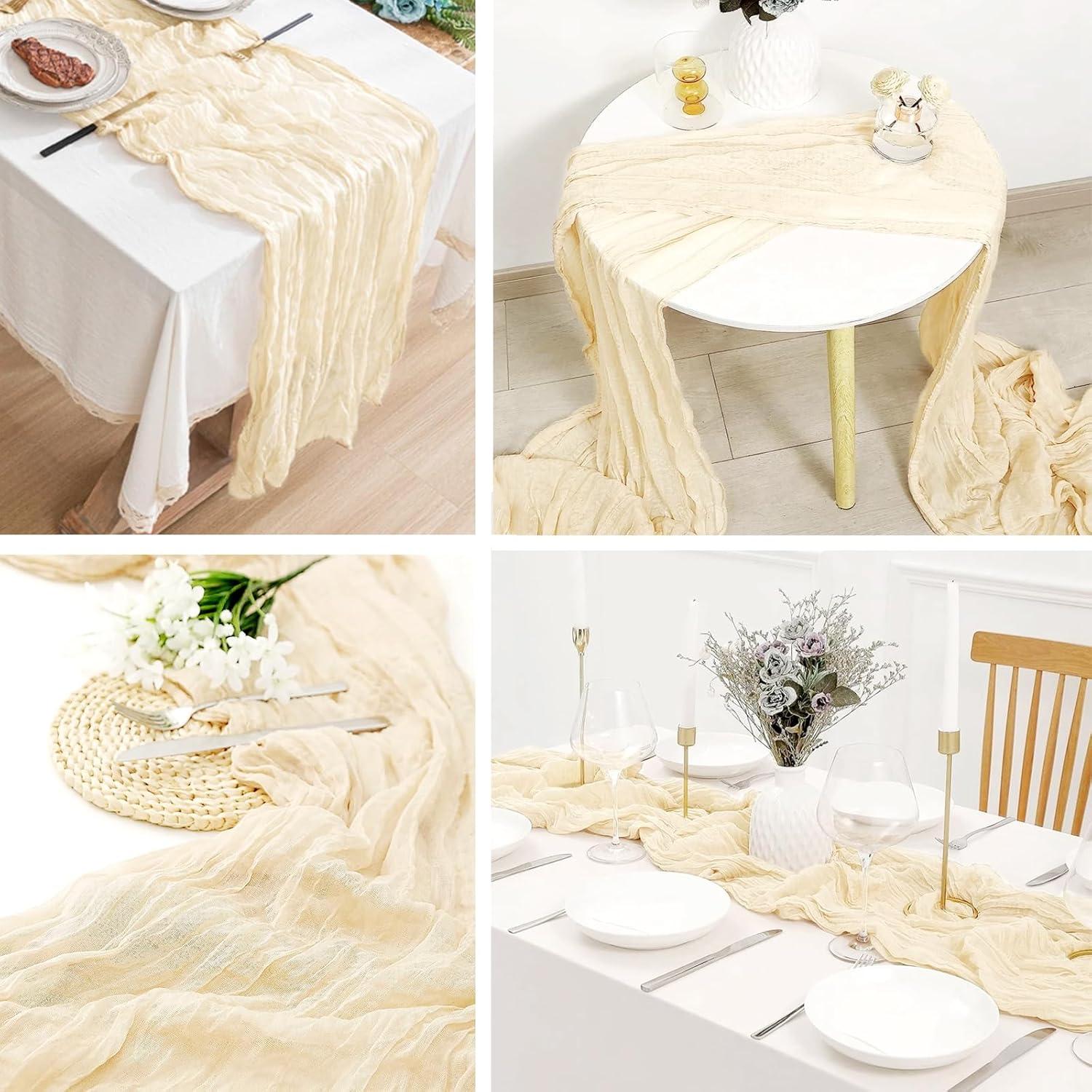 Paquete de 16 Caminos de Mesa de Gasa Marfil 50.8x304.8 cm