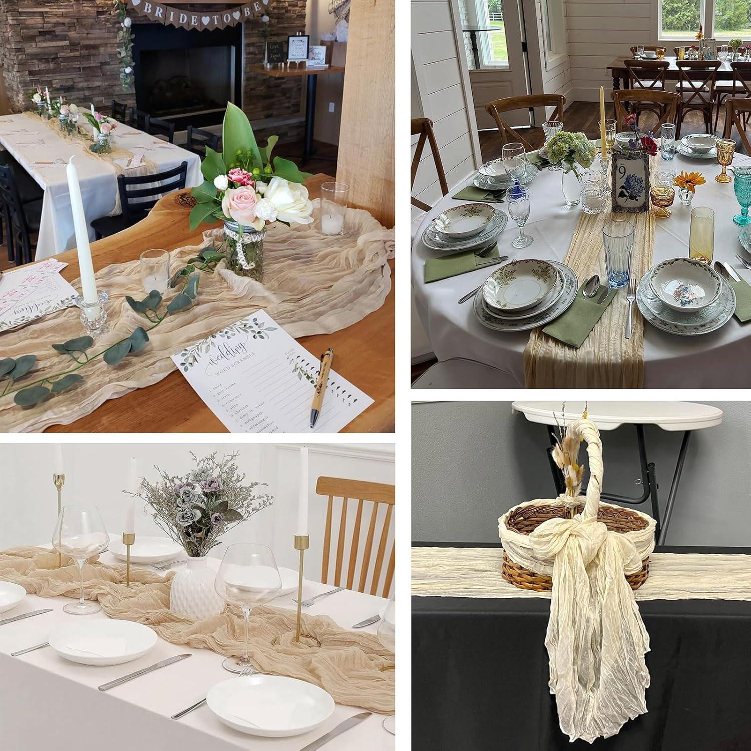 Paquete de 16 Caminos de Mesa de Gasa Marfil 50.8x304.8 cm