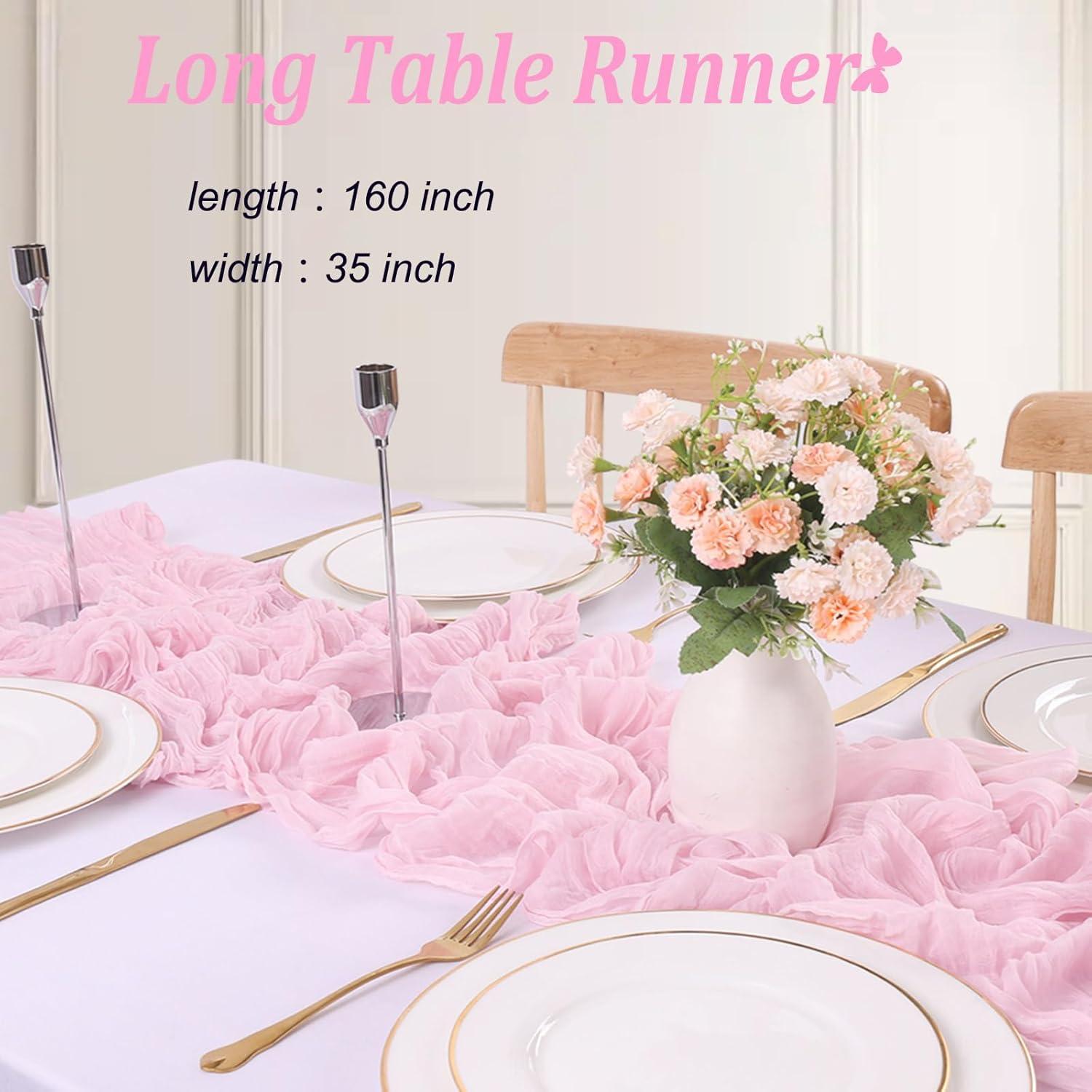 Caminito de Mesa de Gasa Rosa Claro 4.06M TuTive - Decoración