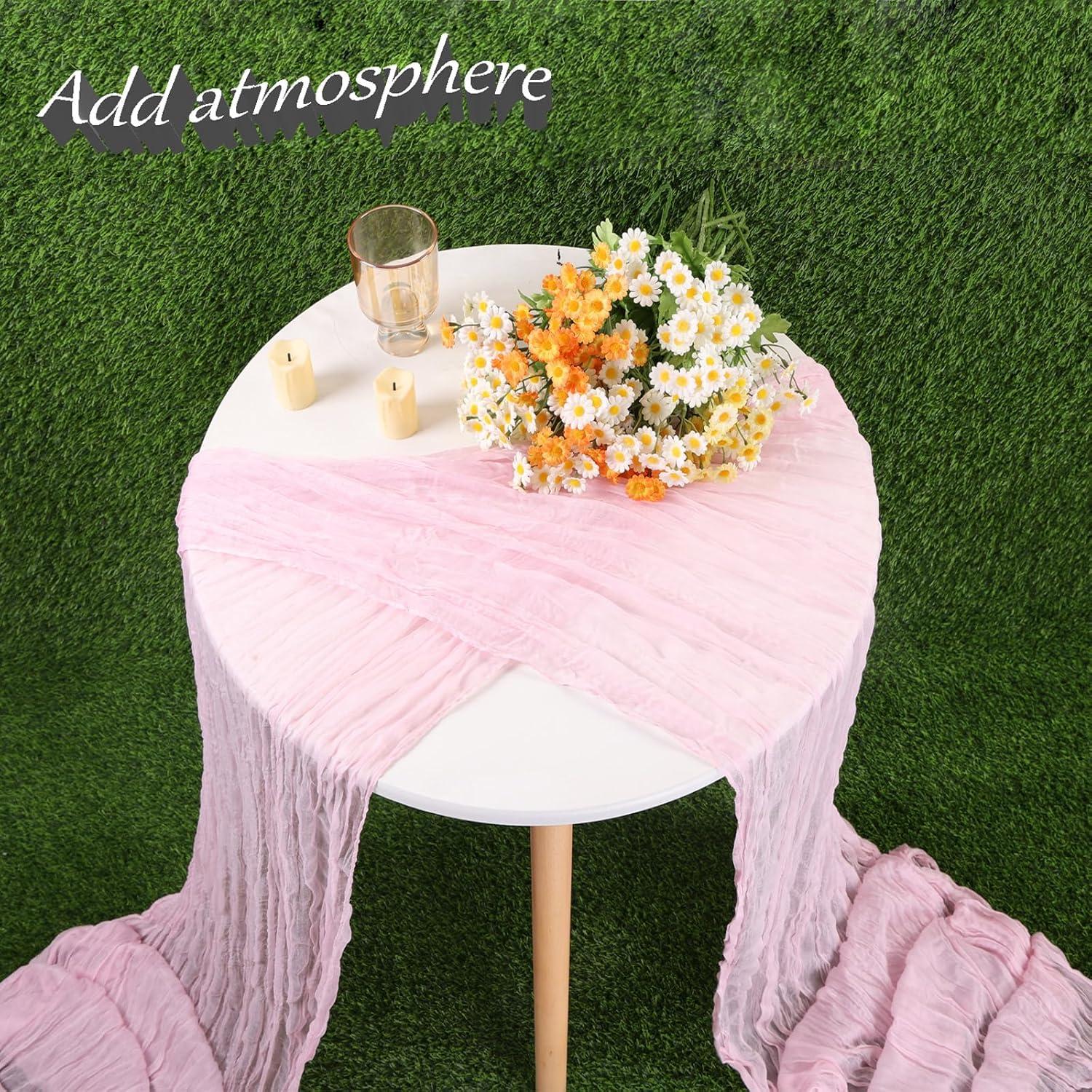 Caminito de Mesa de Gasa Rosa Claro 4.06M TuTive - Decoración