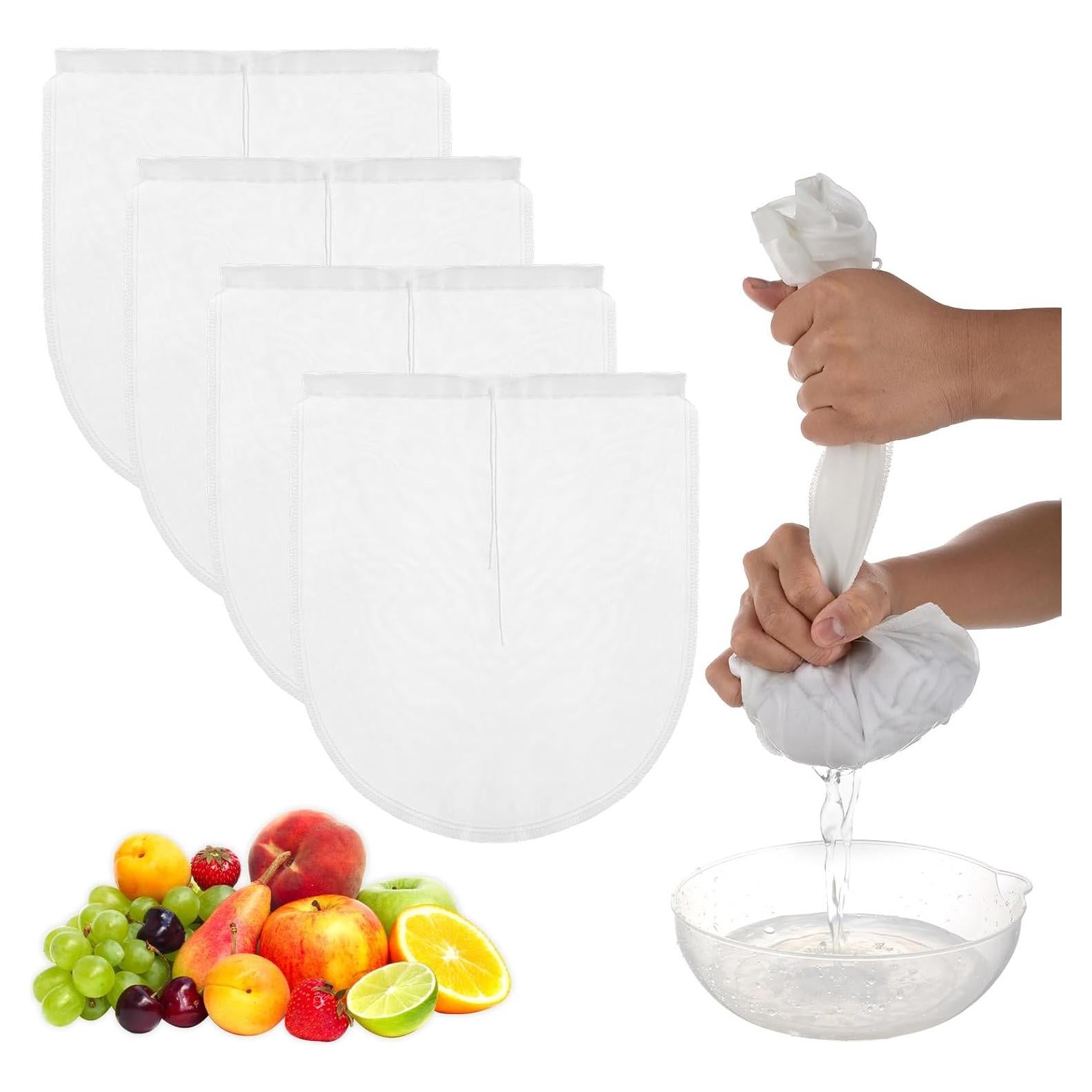 4 Bolsas de Filtro Reutilizables Dimeho 25x30 cm Nylon Fino