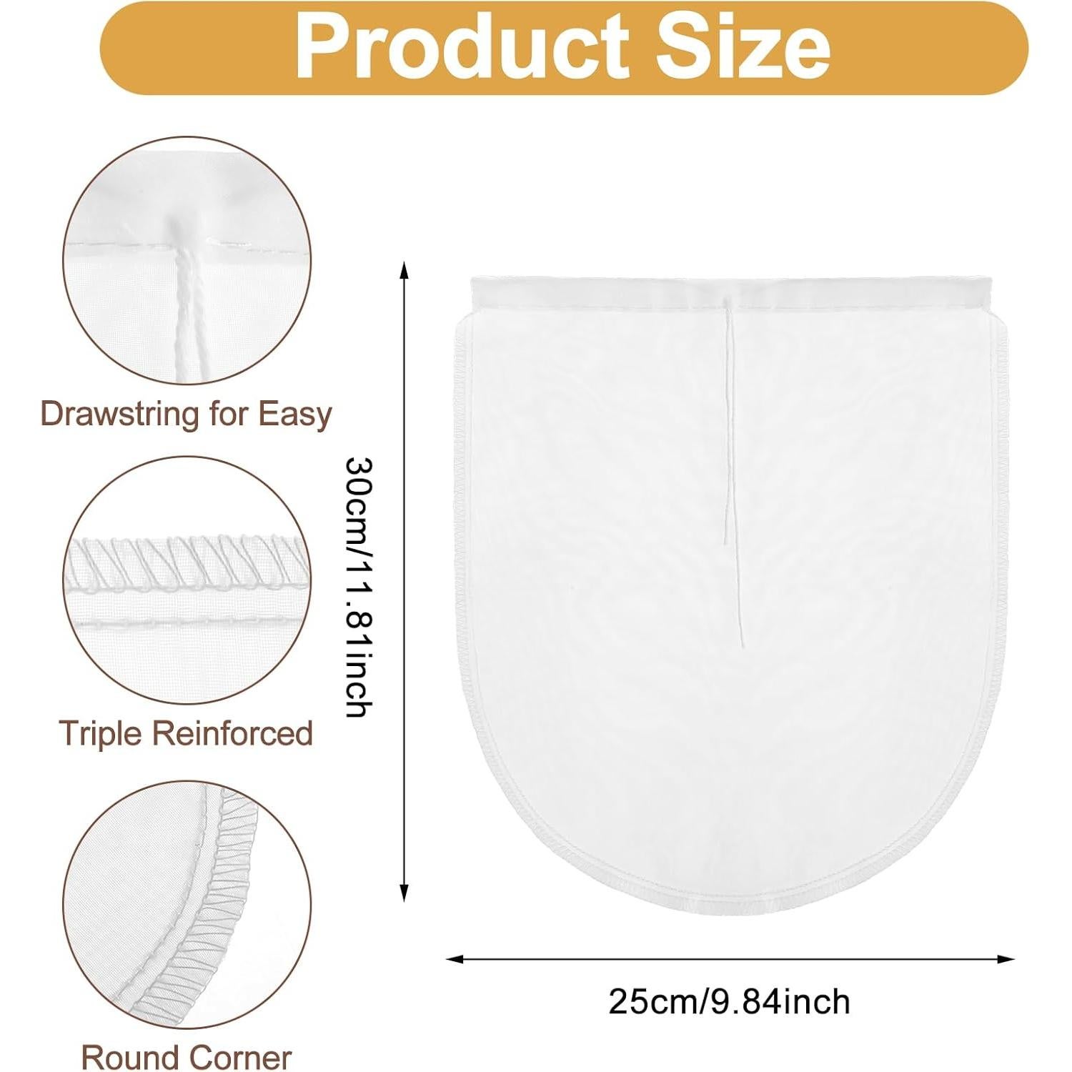 4 Bolsas de Filtro Reutilizables Dimeho 25x30 cm Nylon Fino