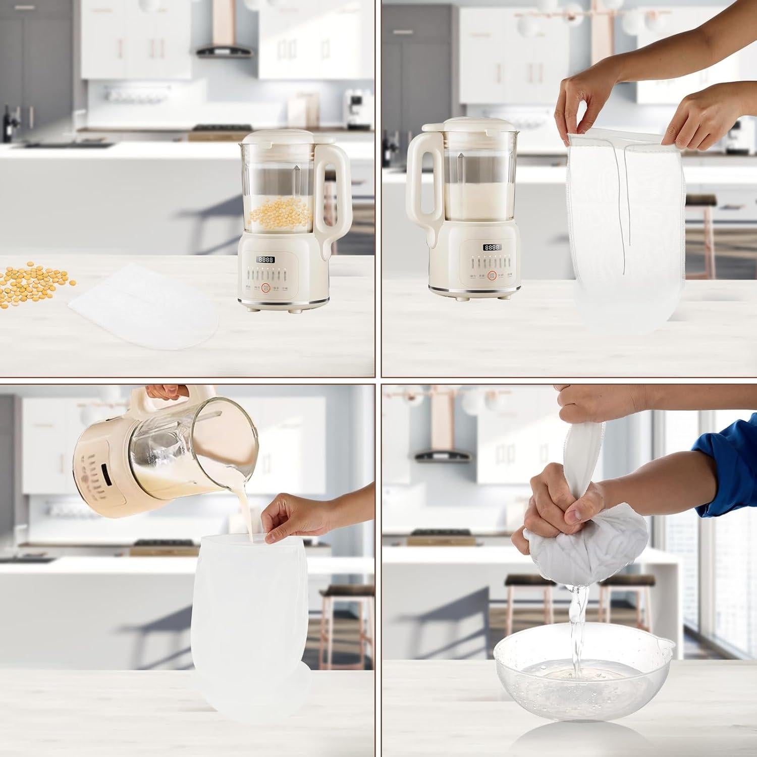 4 Bolsas de Filtro Reutilizables Dimeho 25x30 cm Nylon Fino