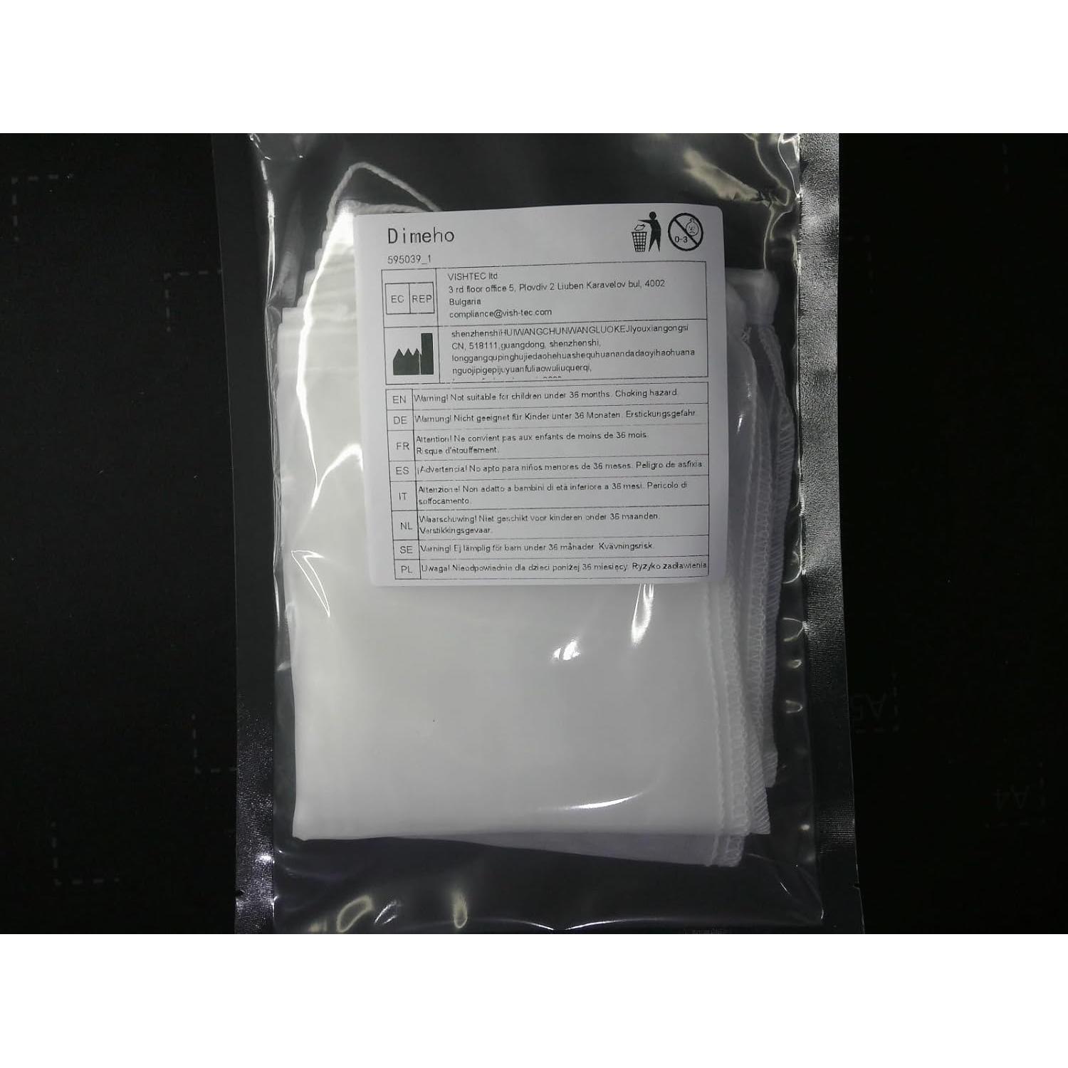 4 Bolsas de Filtro Reutilizables Dimeho 25x30 cm Nylon Fino