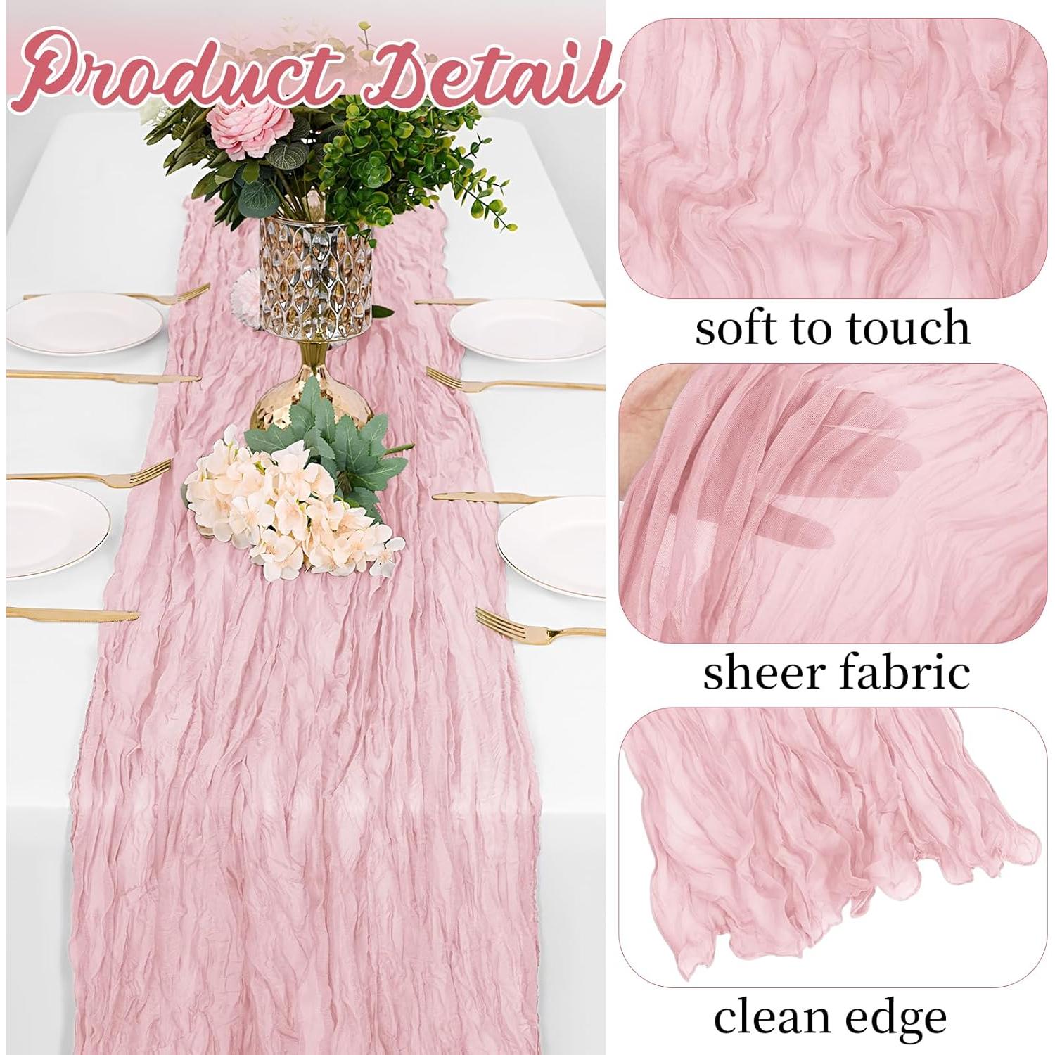 Paquete de 8 Caminos de Mesa de Gasa Rosa Claro 50.8x304.8 cm