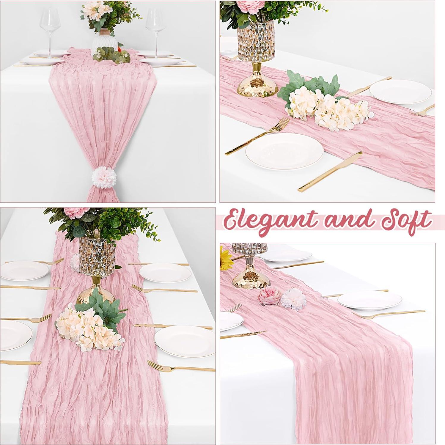 Paquete de 8 Caminos de Mesa de Gasa Rosa Claro 50.8x304.8 cm