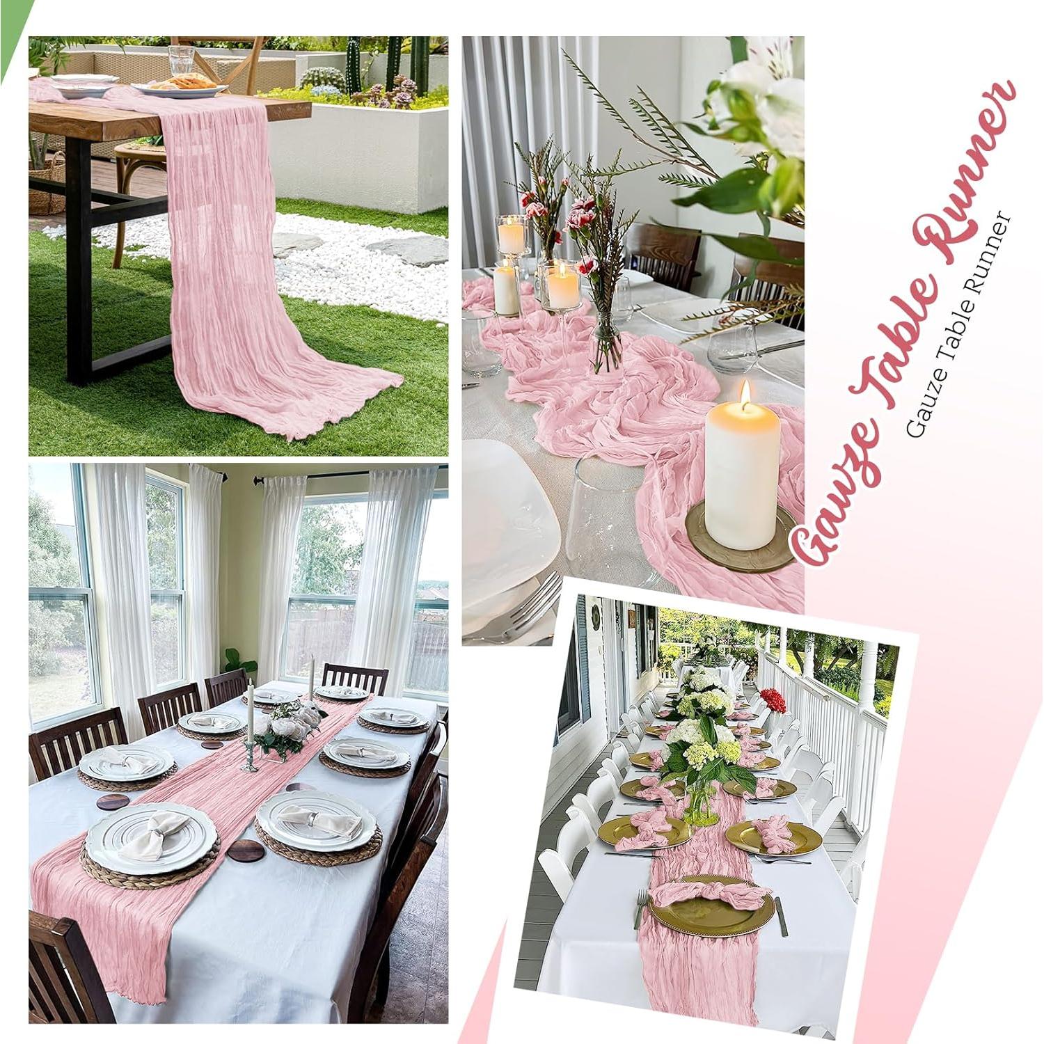 Paquete de 8 Caminos de Mesa de Gasa Rosa Claro 50.8x304.8 cm