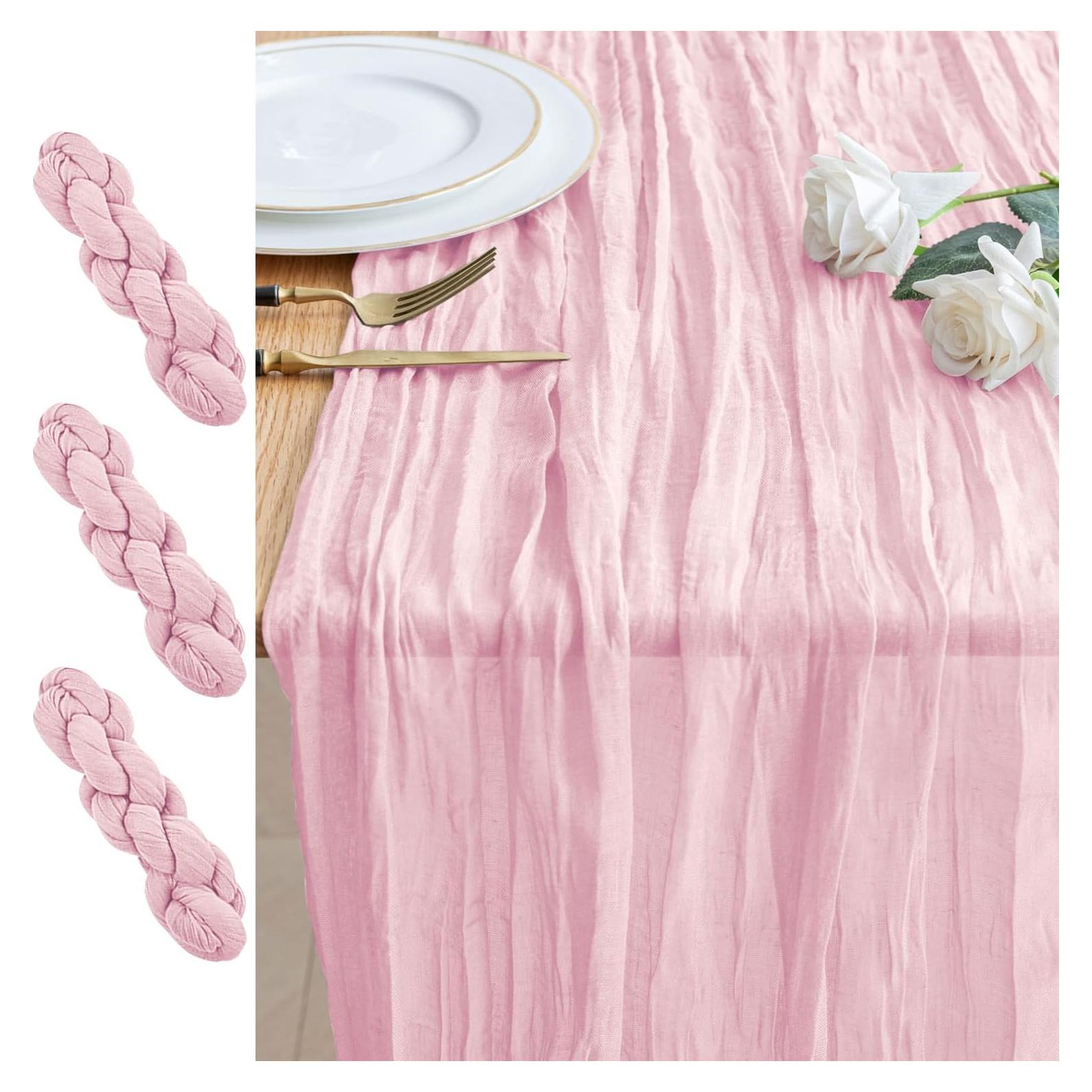 Camino de Mesa Cheesecloth 3 Piezas Rosa Sonrojado 365.76cm