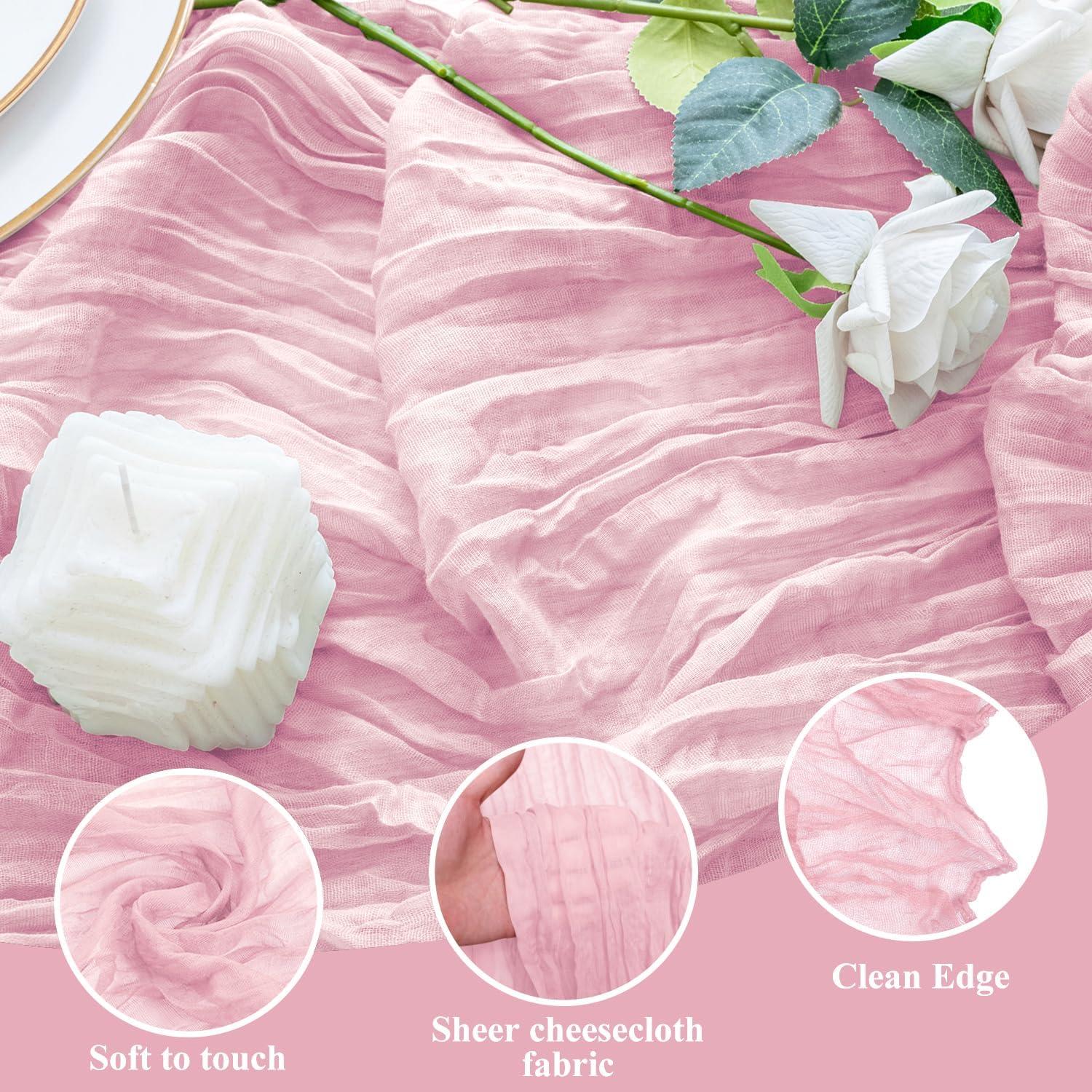 Camino de Mesa Cheesecloth 3 Piezas Rosa Sonrojado 365.76cm